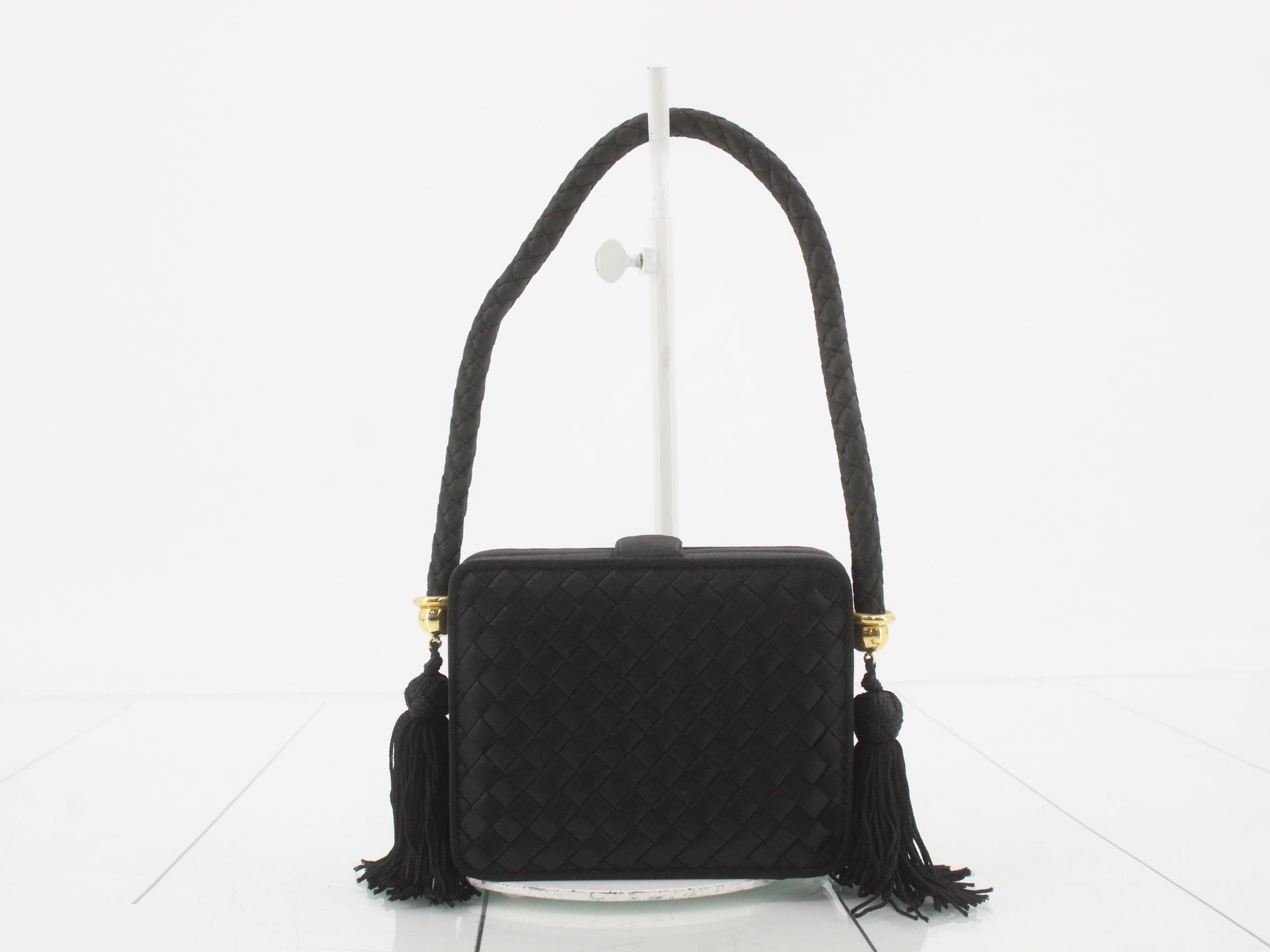 Satin Intrecciato Mini Handbag with Tassel — view 2