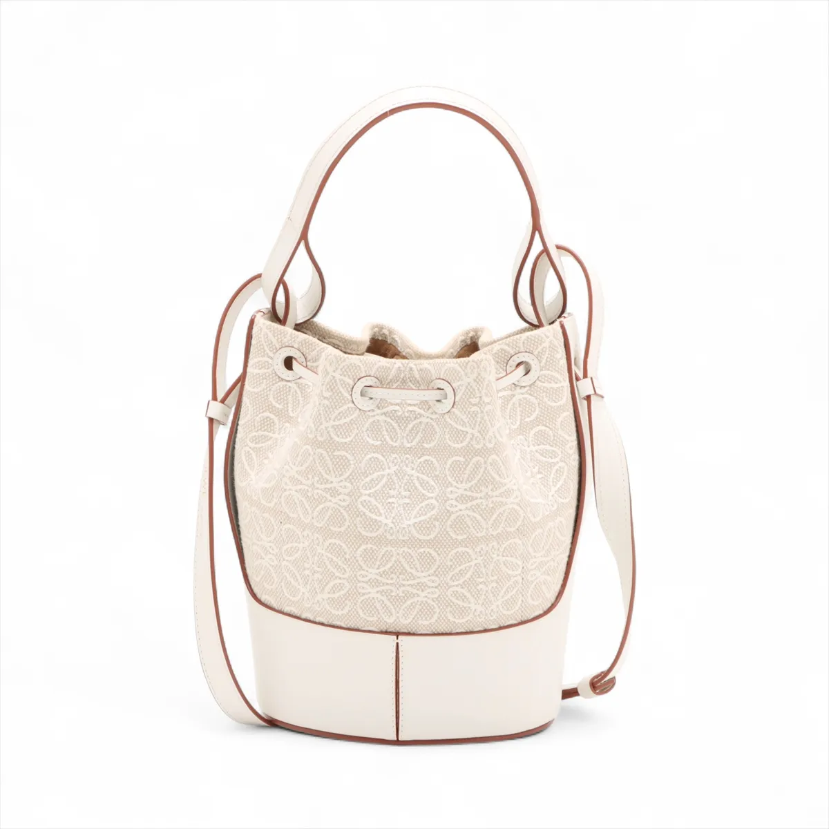 Anagram Balloon Bag Small Canvas x Leather 2WAY Shoulder Bag White — view 2