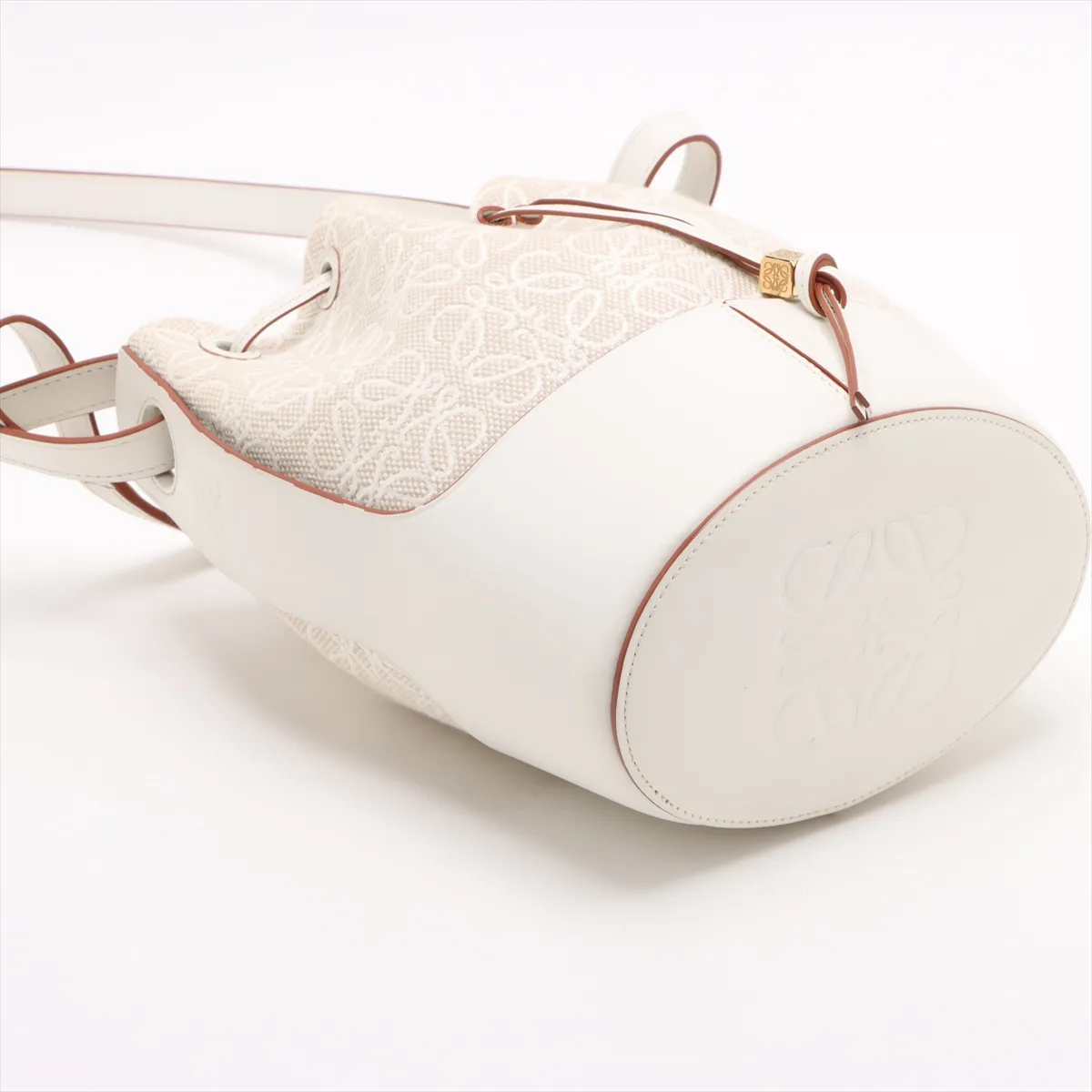 Anagram Balloon Bag Small Canvas x Leather 2WAY Shoulder Bag White — view 4