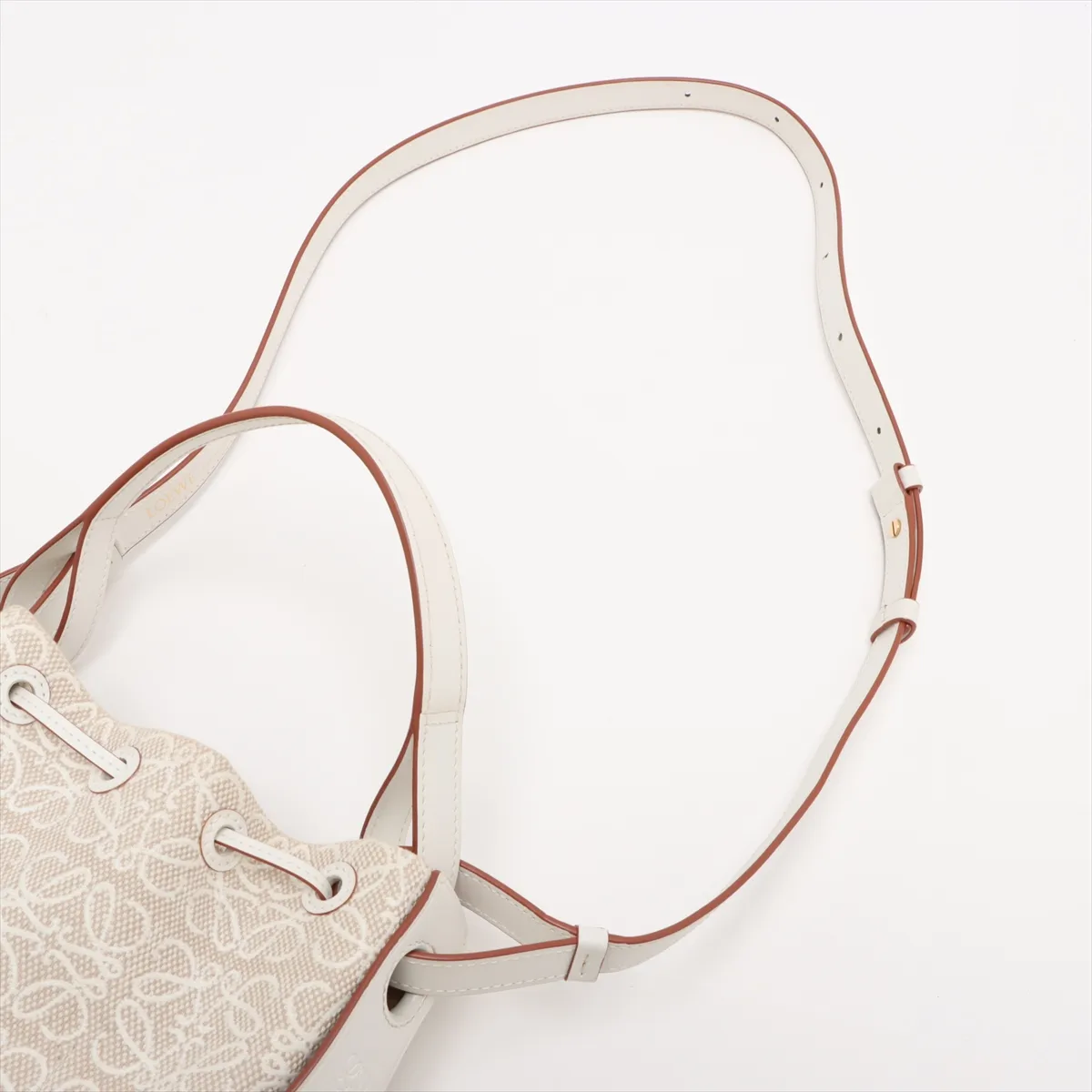 Anagram Balloon Bag Small Canvas x Leather 2WAY Shoulder Bag White — view 7