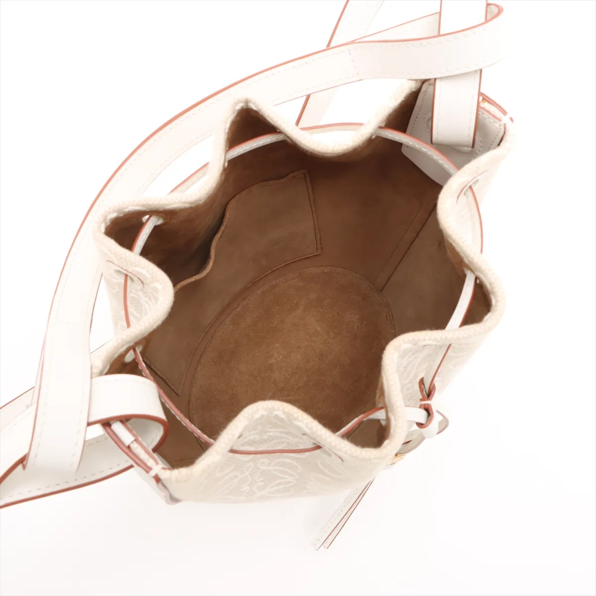 Anagram Balloon Bag Small Canvas x Leather 2WAY Shoulder Bag White — view 8