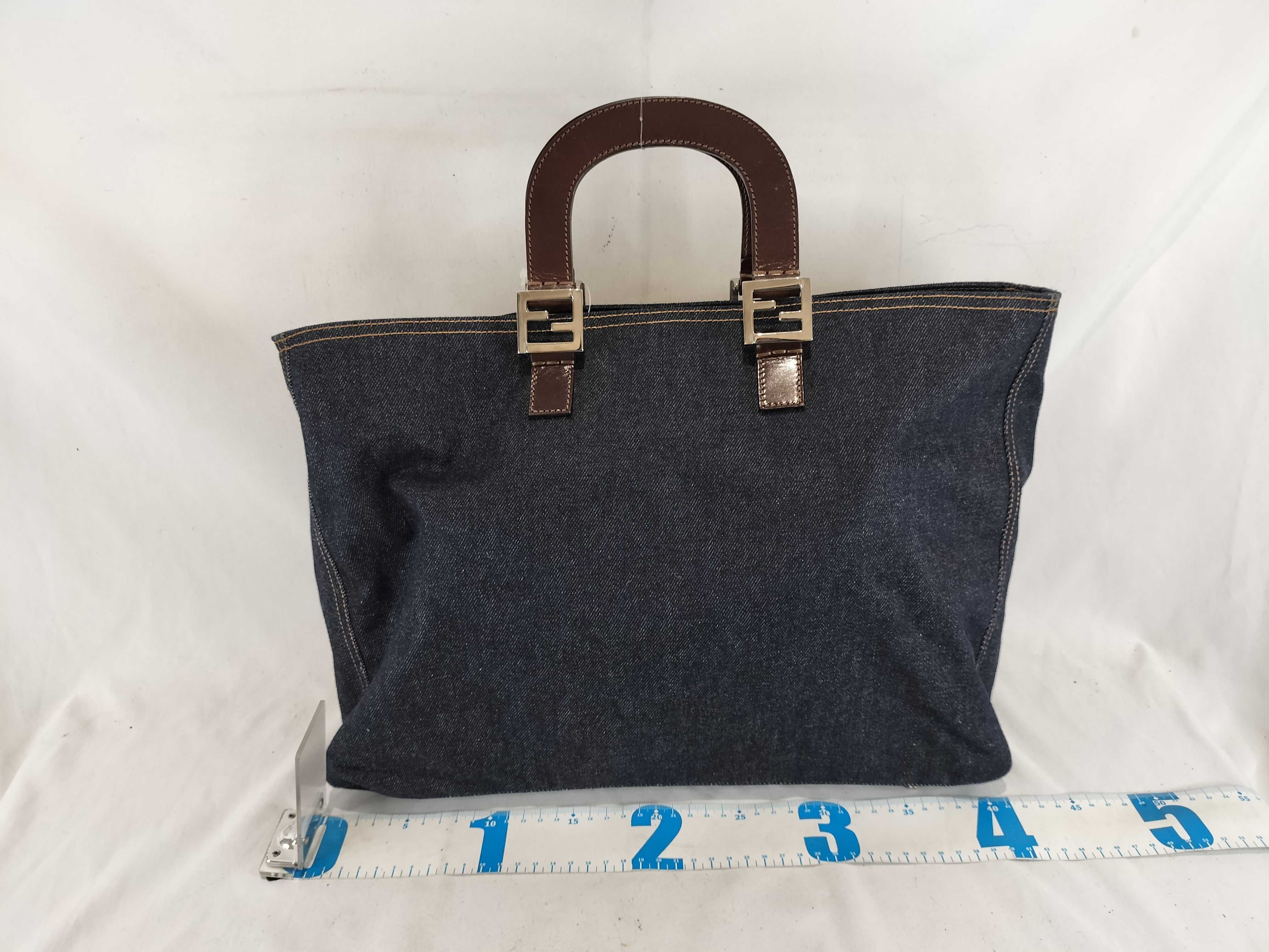Denim Handbag with Silver Hardware — view 2