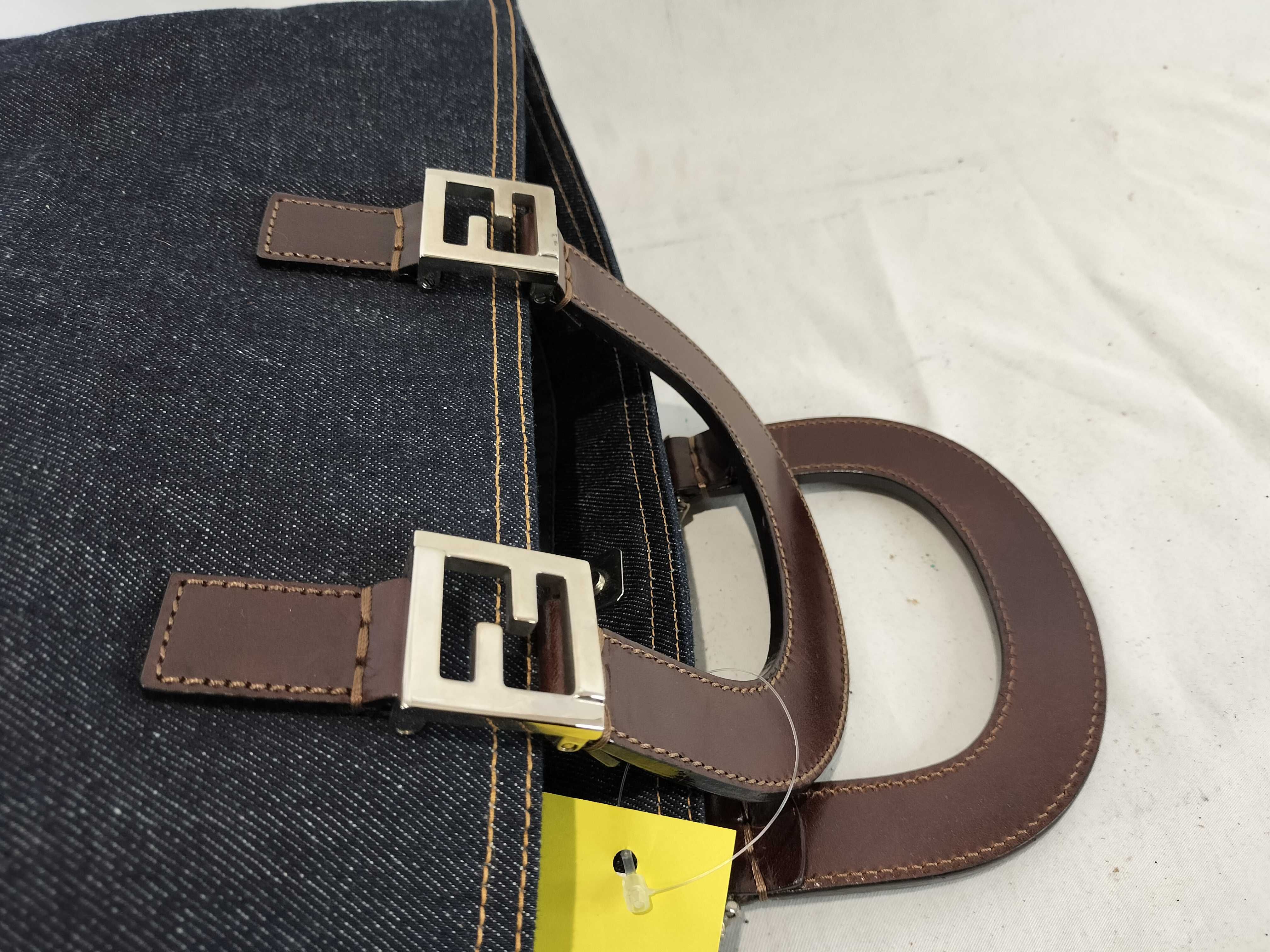 Denim Handbag with Silver Hardware — view 3