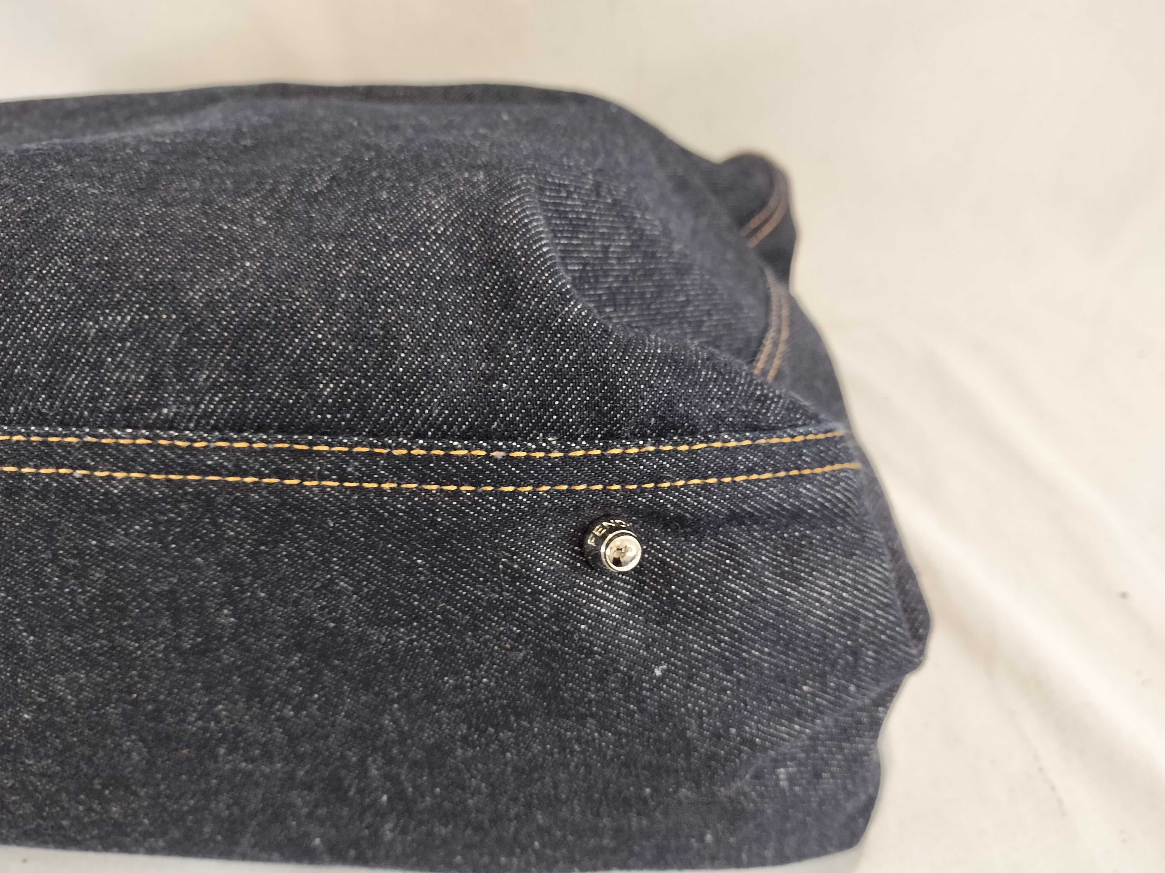 Denim Handbag with Silver Hardware — view 6