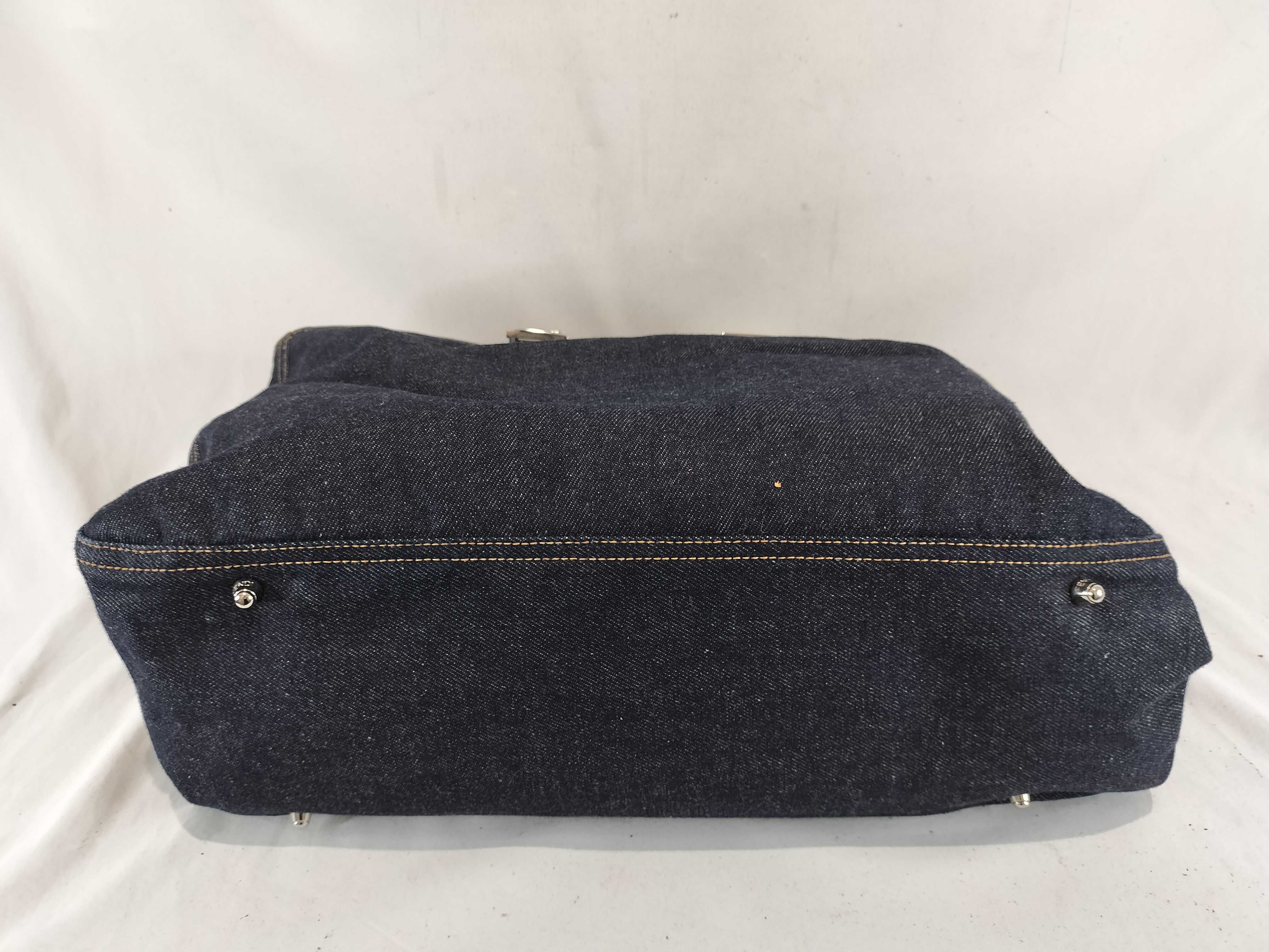 Denim Handbag with Silver Hardware — view 7