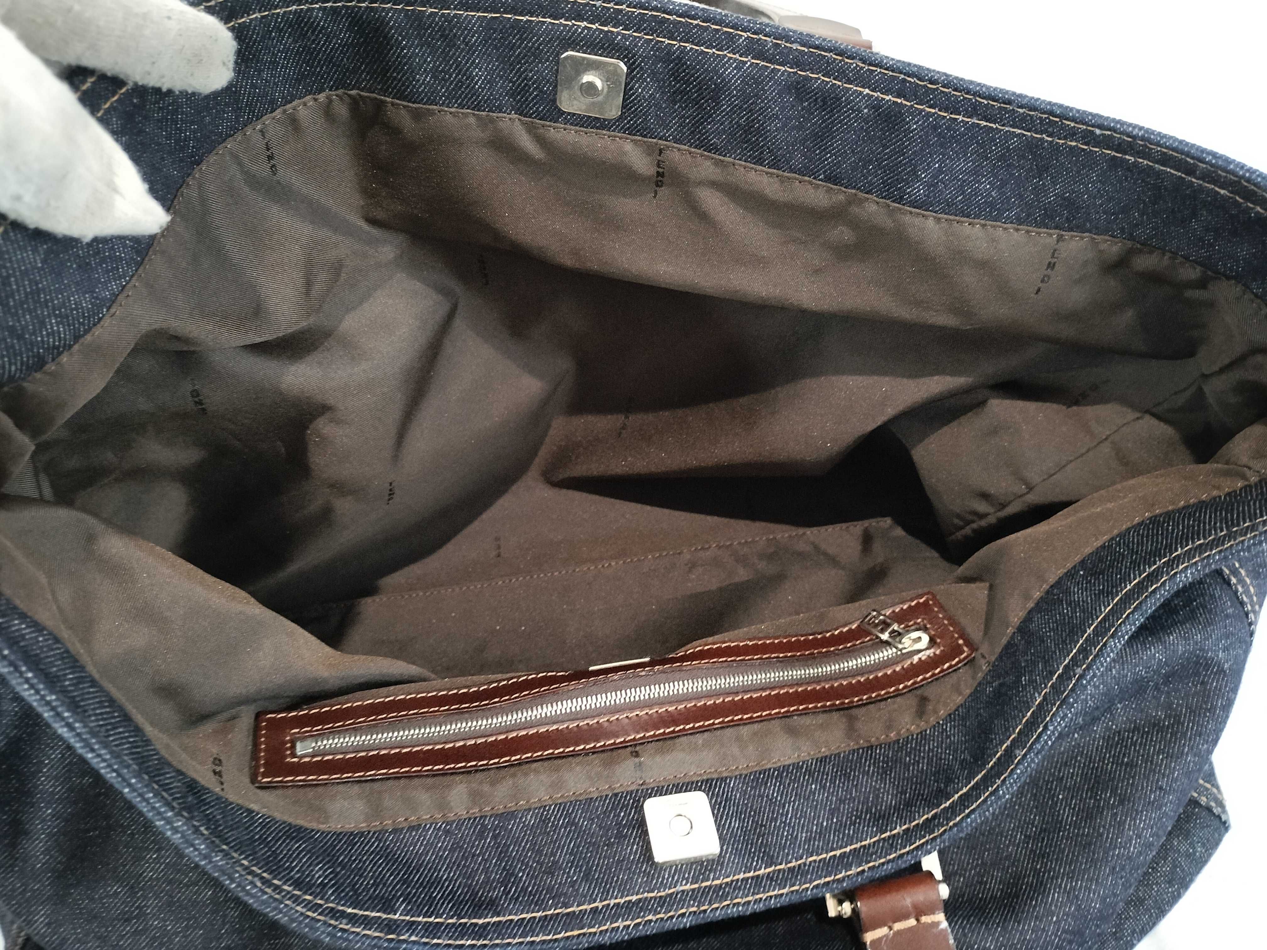 Denim Handbag with Silver Hardware — view 8