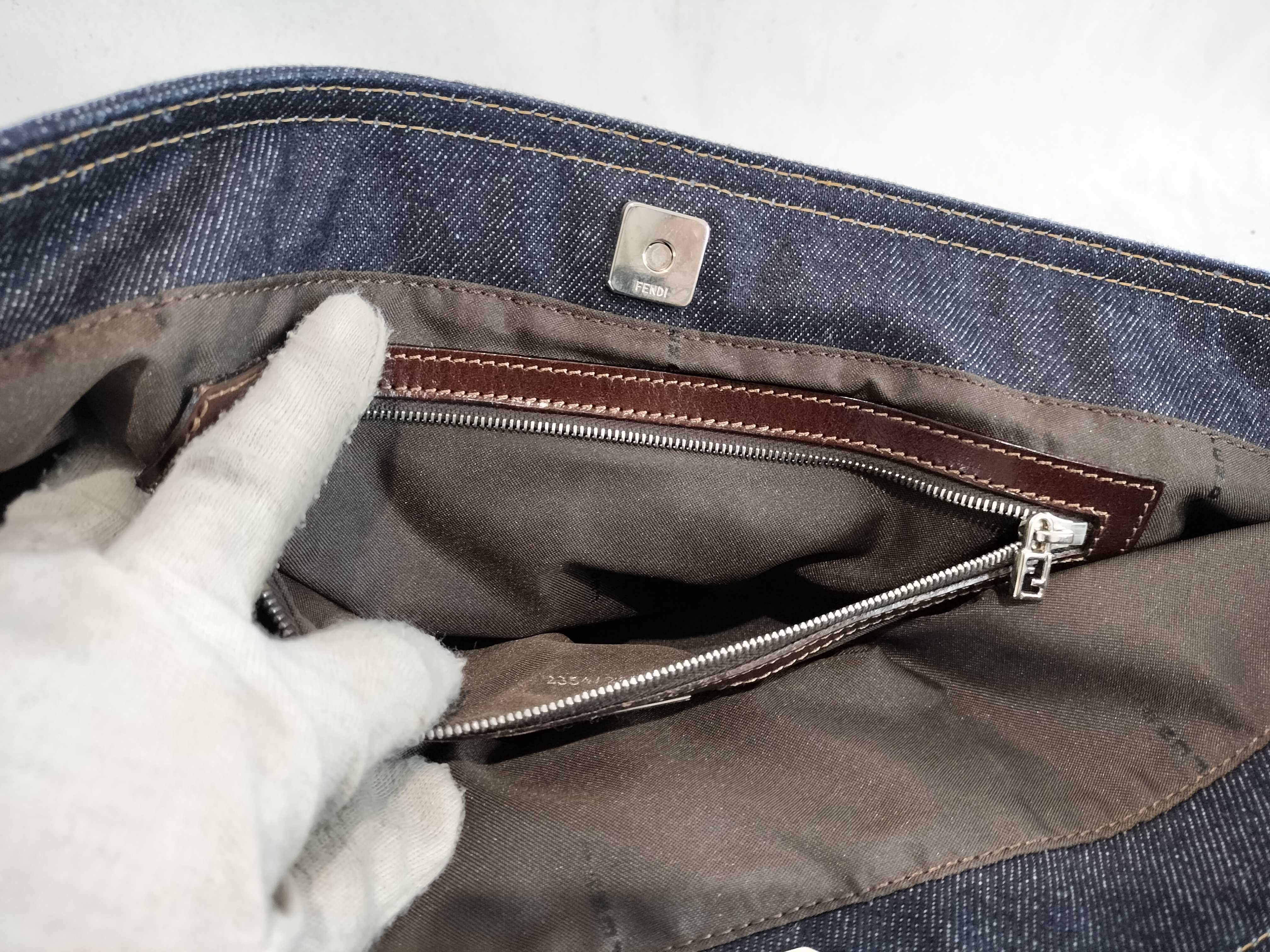 Denim Handbag with Silver Hardware — view 10