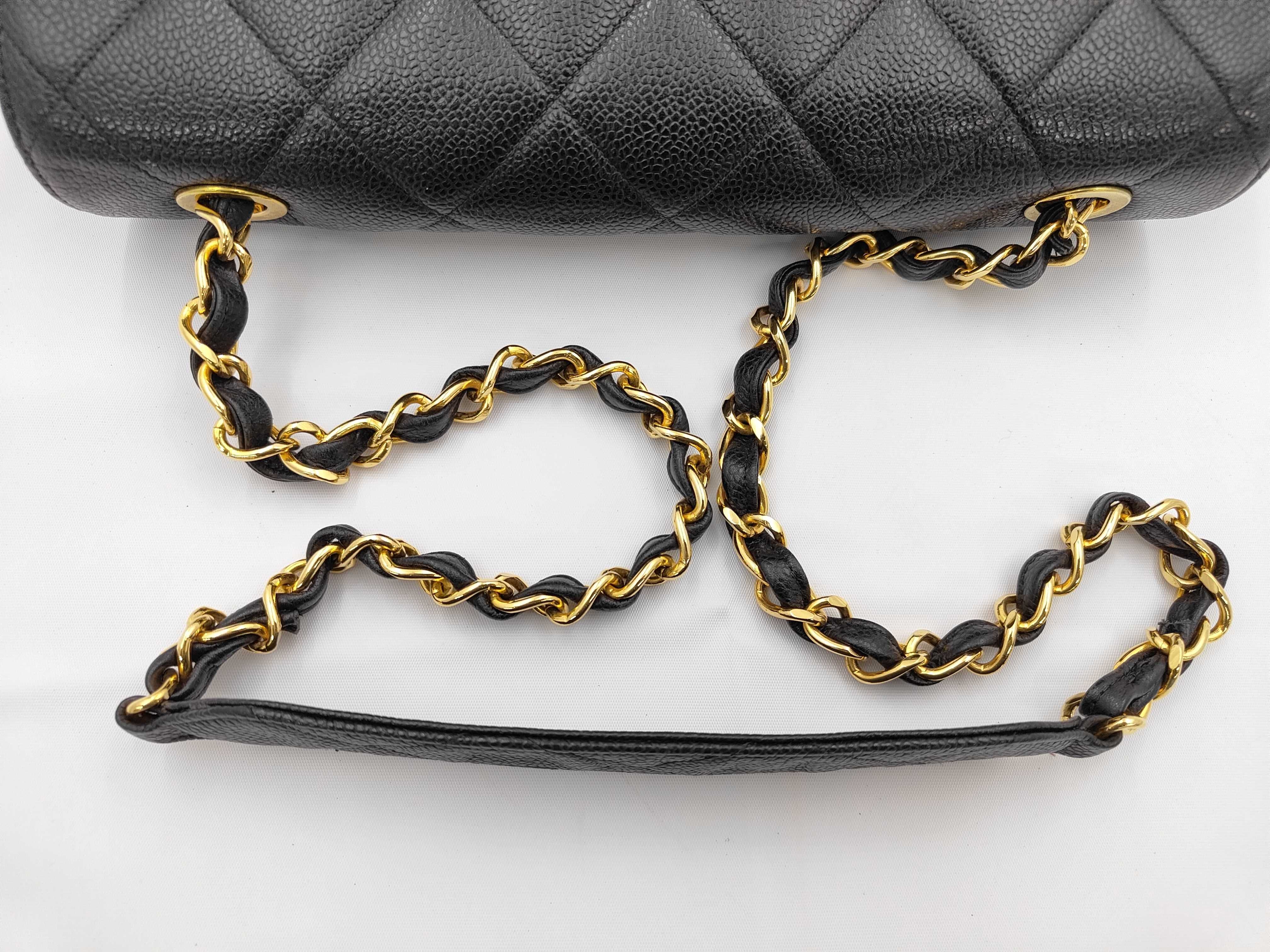 Matelassé Caviar Skin Chain Shoulder Bag, Black with Gold Hardware, 3062081 (Serial Number 3) — view 3