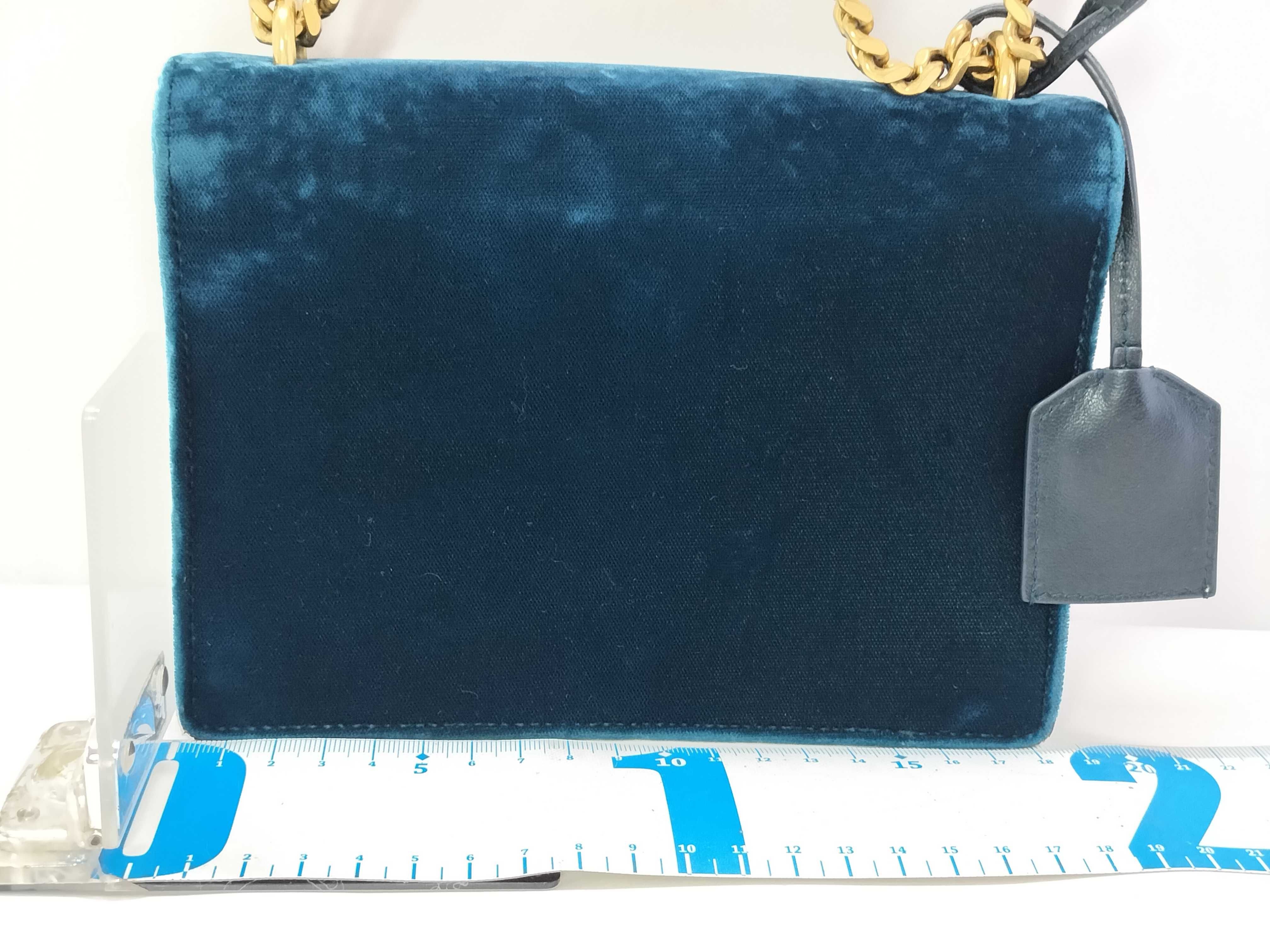 SUNSET Velvet Chain Shoulder Bag Blue Shoulder Bag — view 2