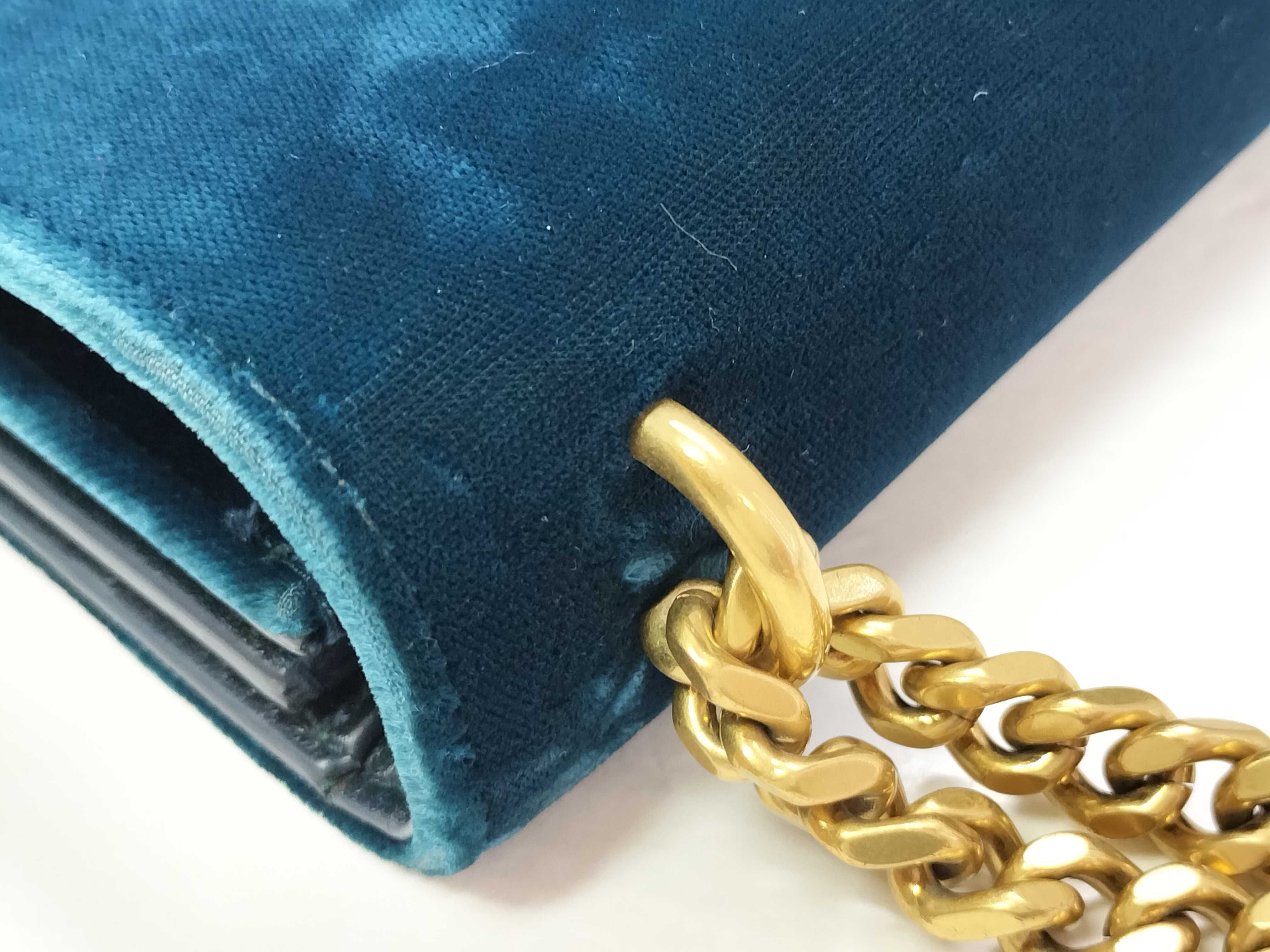 SUNSET Velvet Chain Shoulder Bag Blue Shoulder Bag — view 5