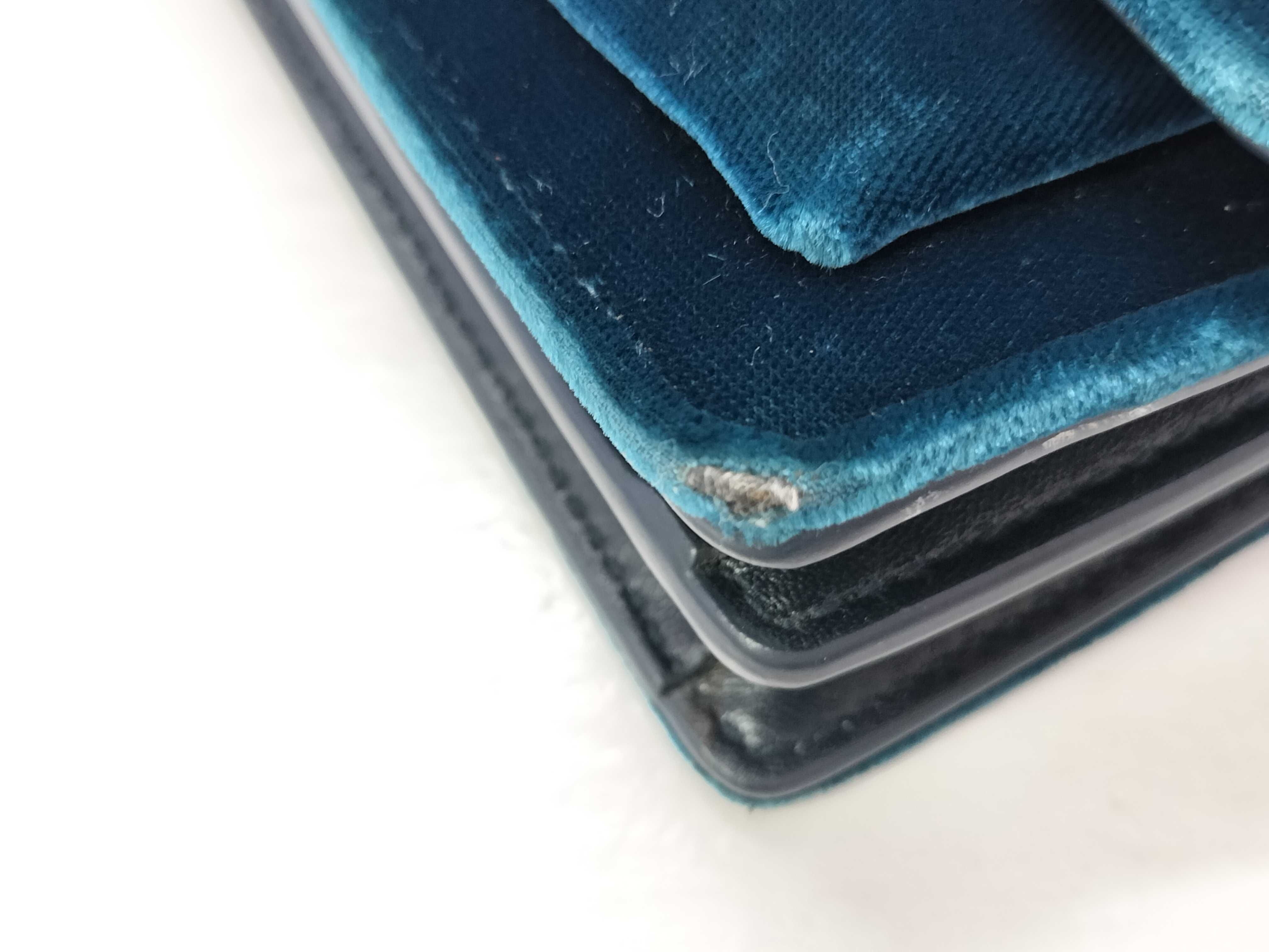 SUNSET Velvet Chain Shoulder Bag Blue Shoulder Bag — view 6