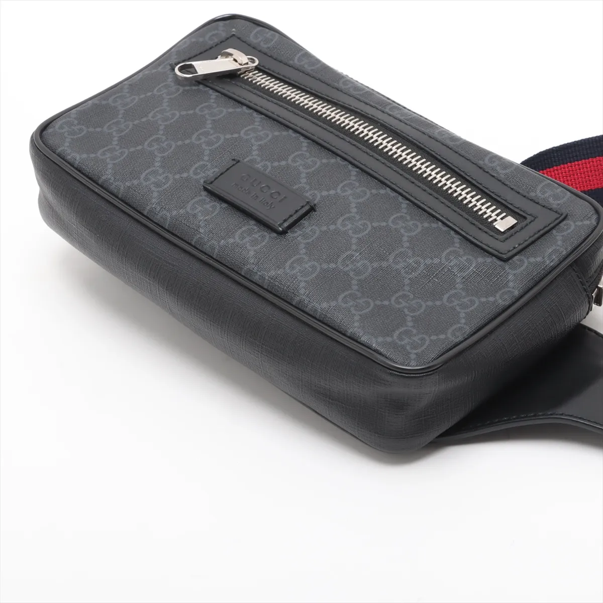 GG Supreme PVC x Leather Waist Pouch Black 474293 — view 3