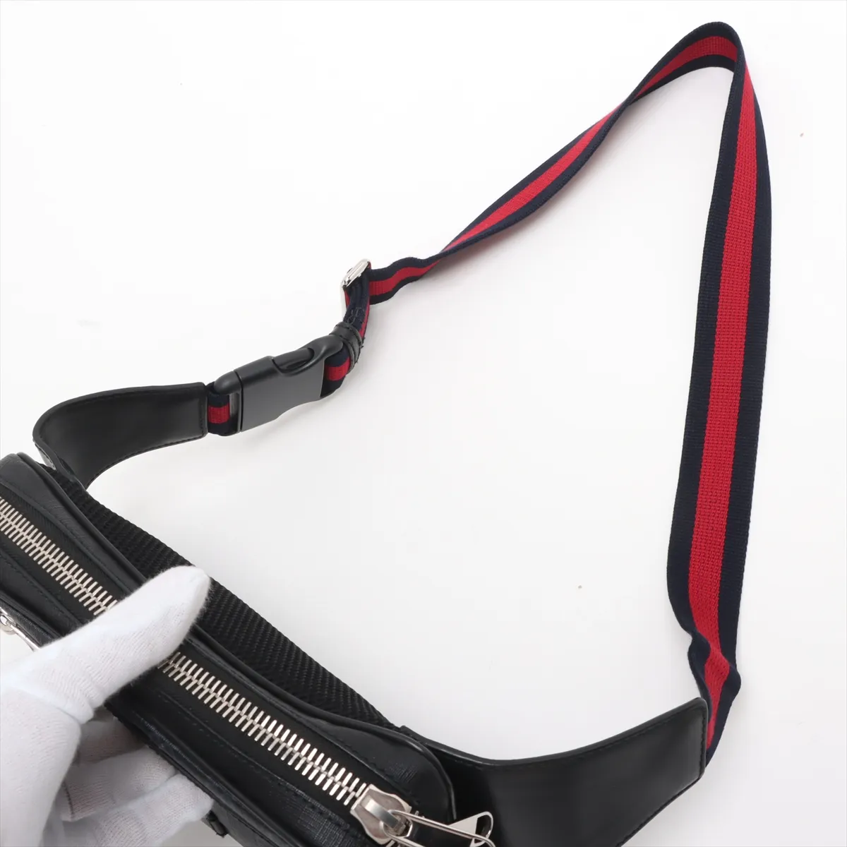 GG Supreme PVC x Leather Waist Pouch Black 474293 — view 5