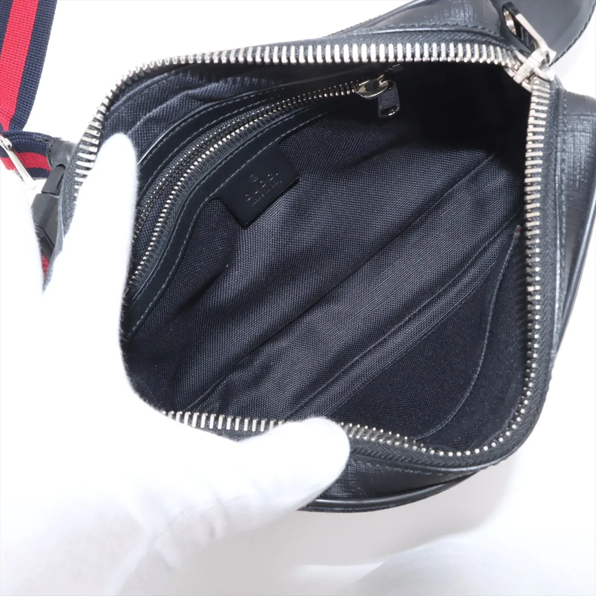 GG Supreme PVC x Leather Waist Pouch Black 474293 — view 6