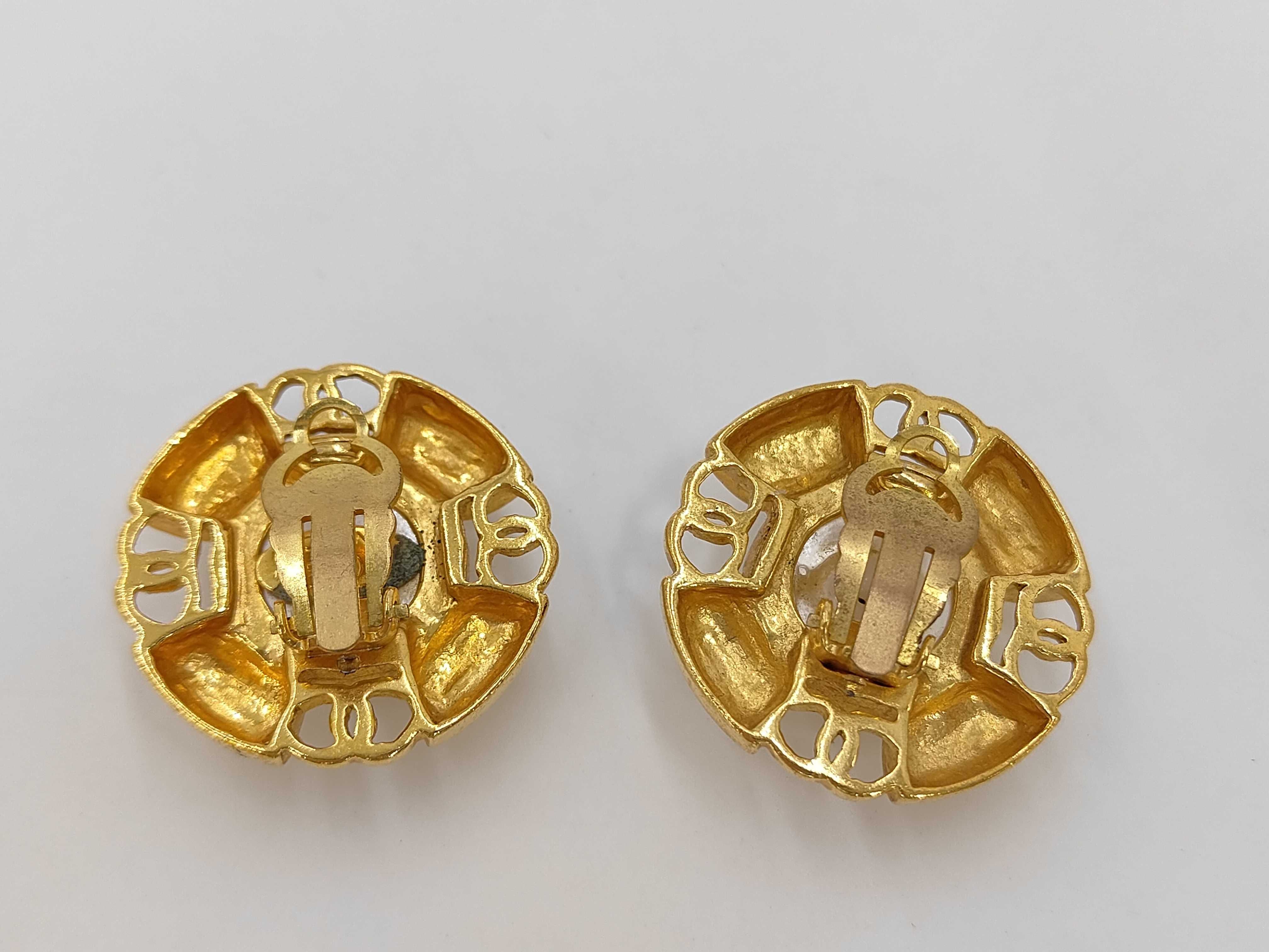 Gold Plated Faux Pearl Vintage Earrings (One earring has a comment) — view 2