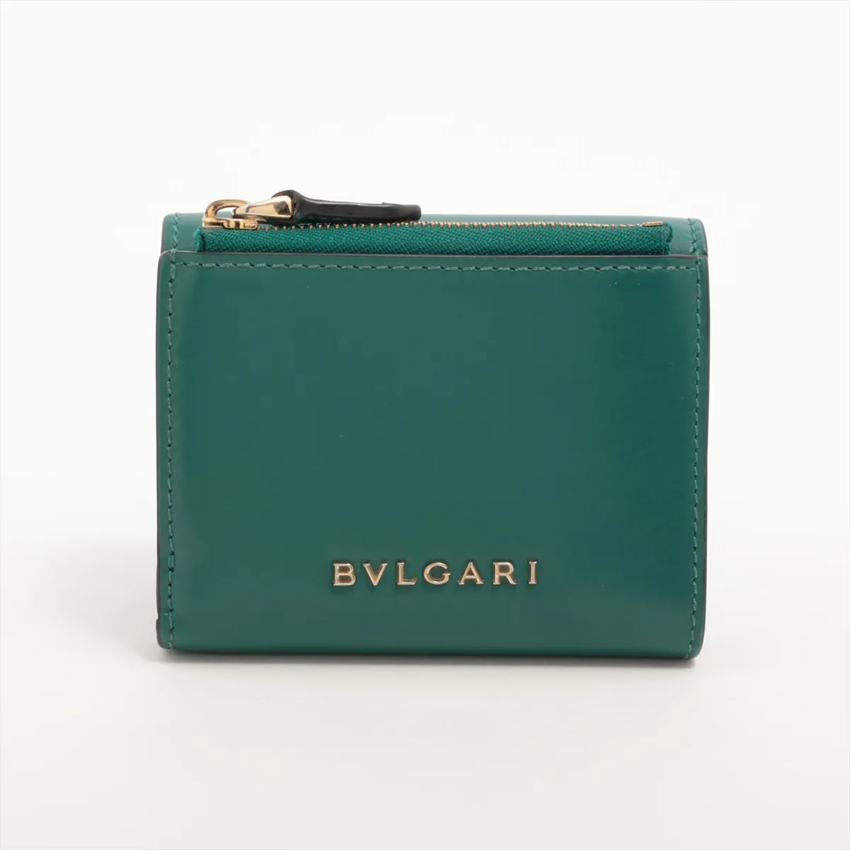 Serpenti Leather Compact Wallet Green — view 2