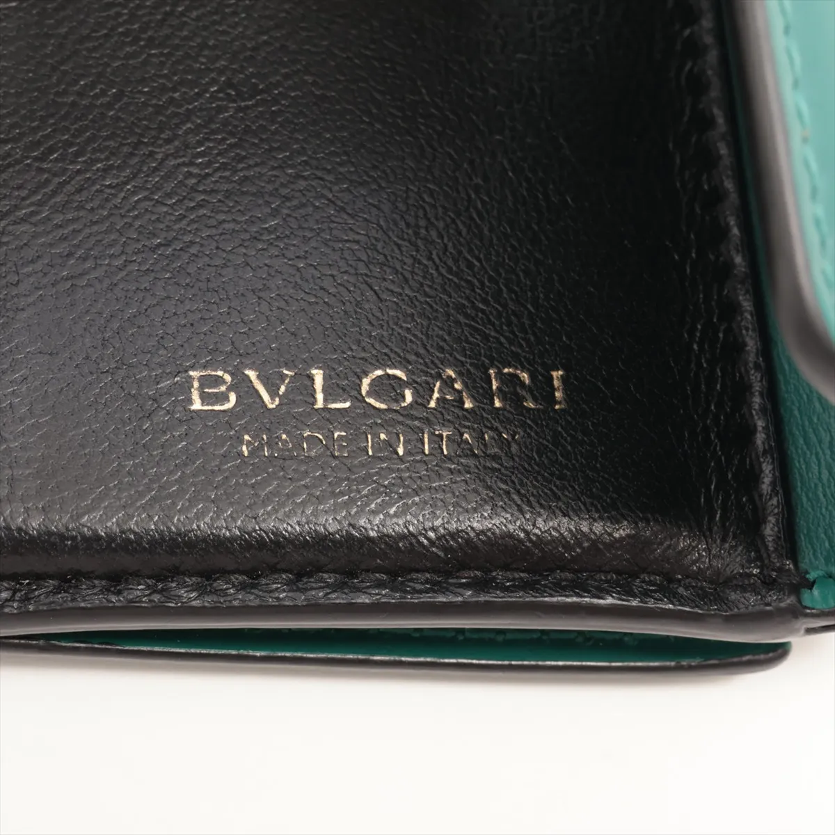 Serpenti Leather Compact Wallet Green — view 7