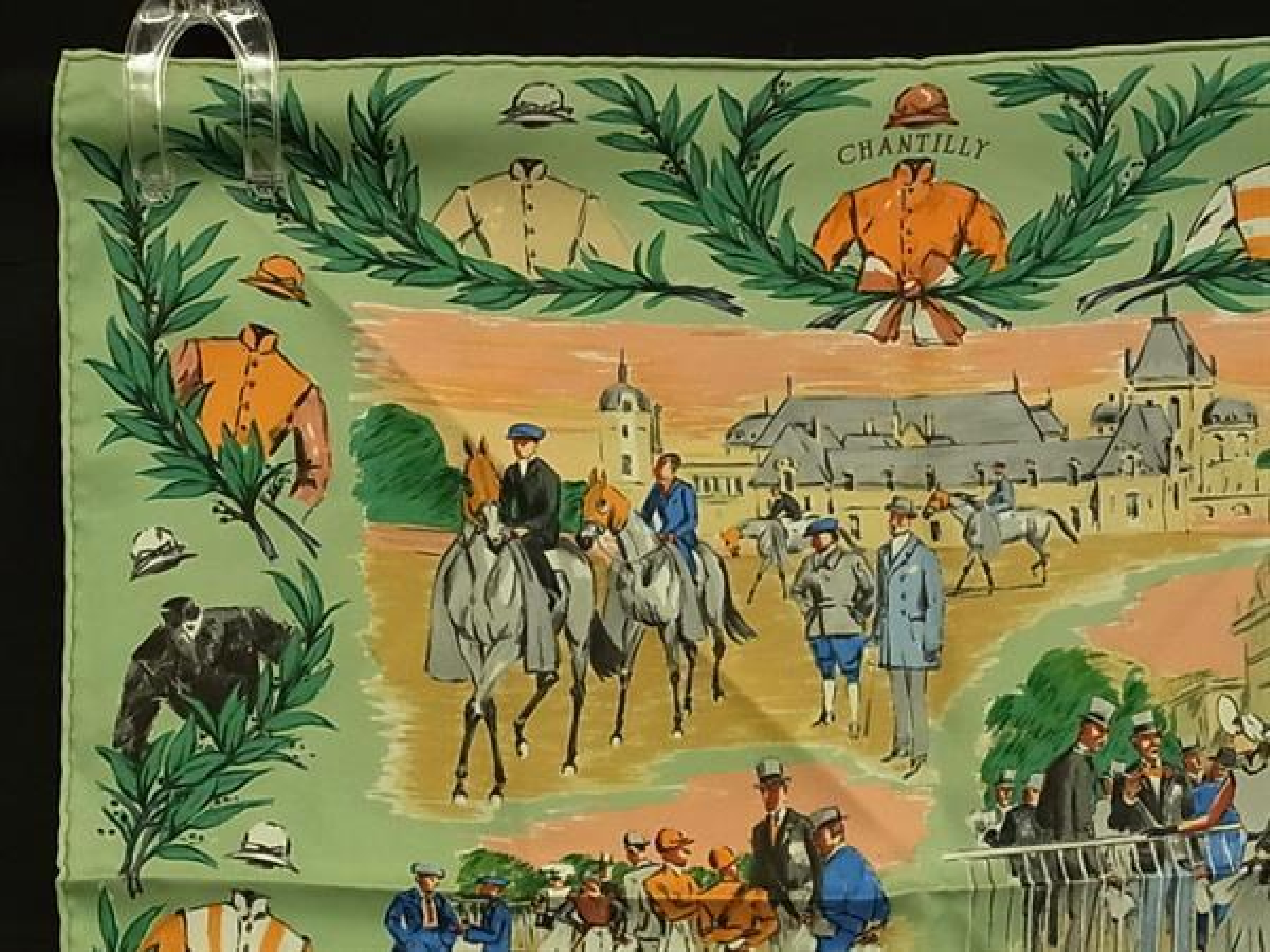CHANTILLY [Hracecourse] Carre 45 Petit Carre Gavroche 100% Silk Scarf Green x Multicolor FQ9292 Other accessories — view 2