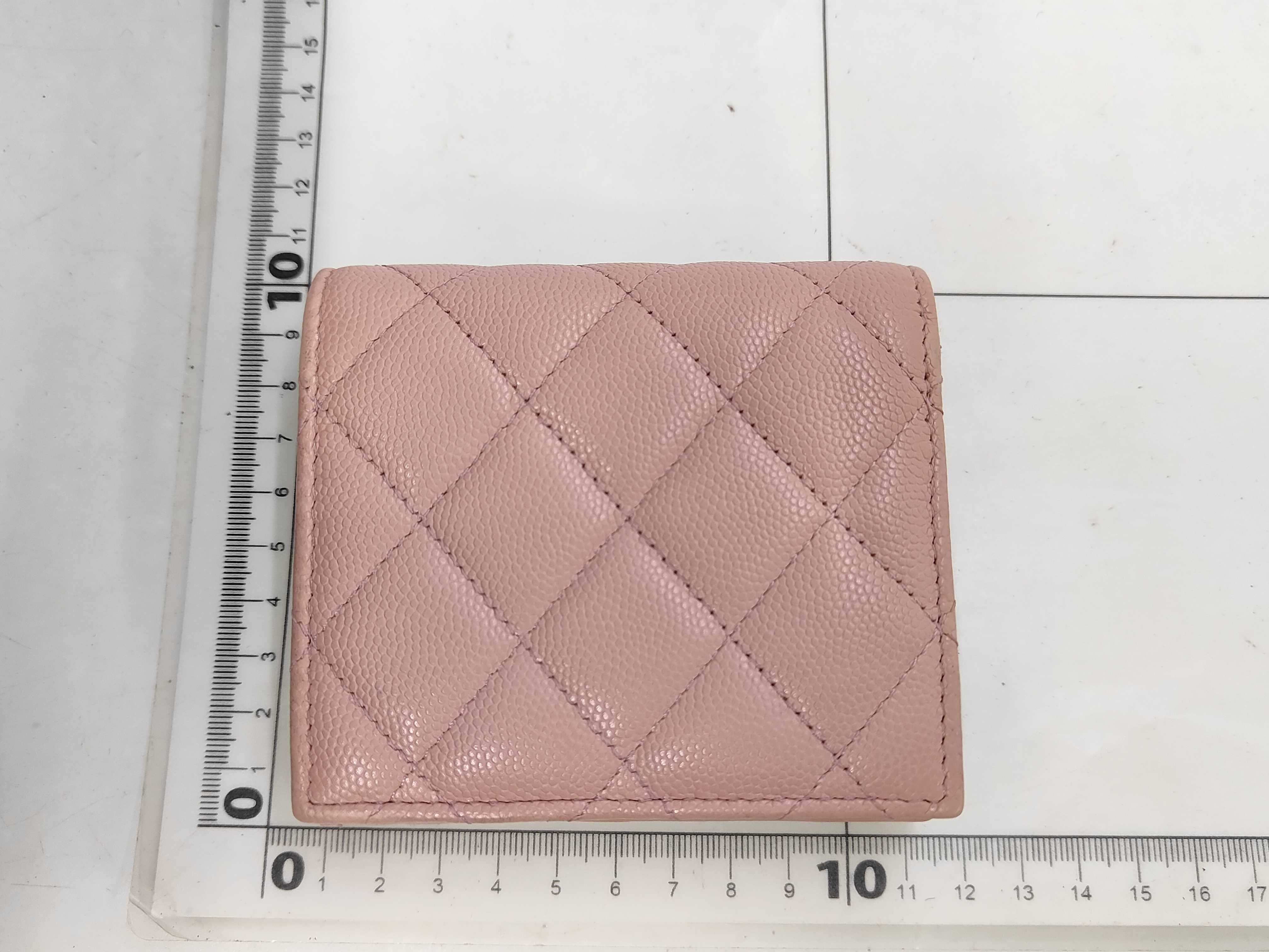 Matelassé Caviar Skin Bi-fold Wallet, Pink — view 2