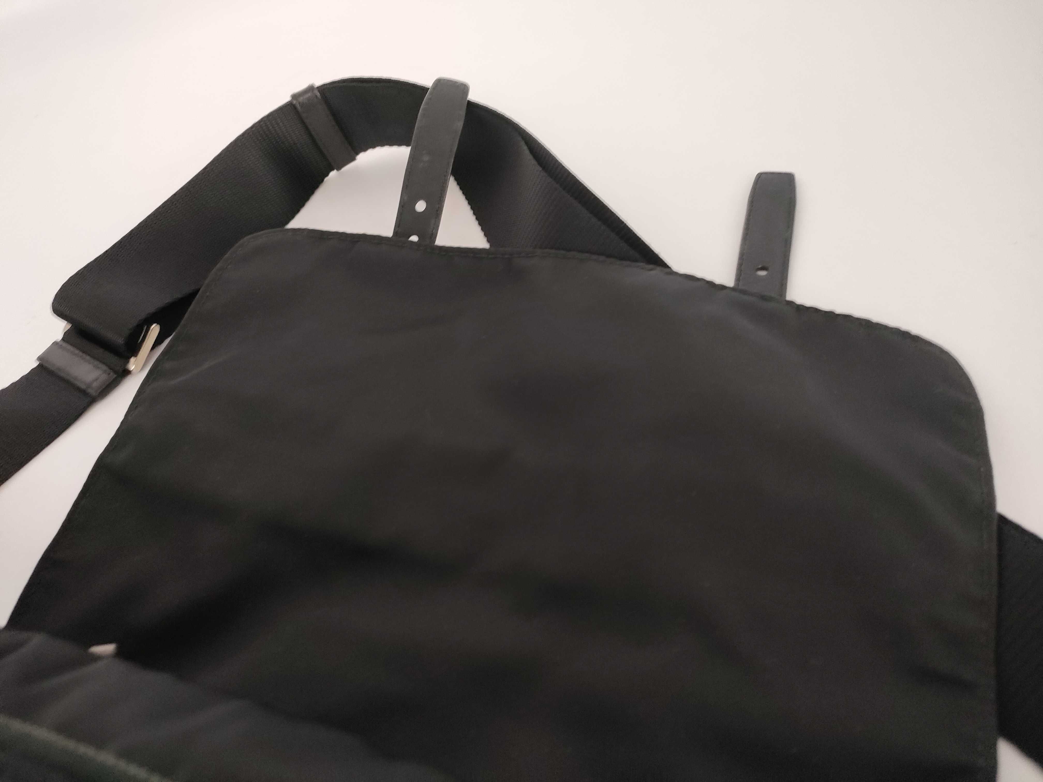 Nylon Prada Messenger Bag Triangle Logo Black Shoulder Bag — view 8