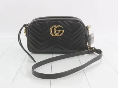 GG Marmont Shoulder Bag, Leather, Black