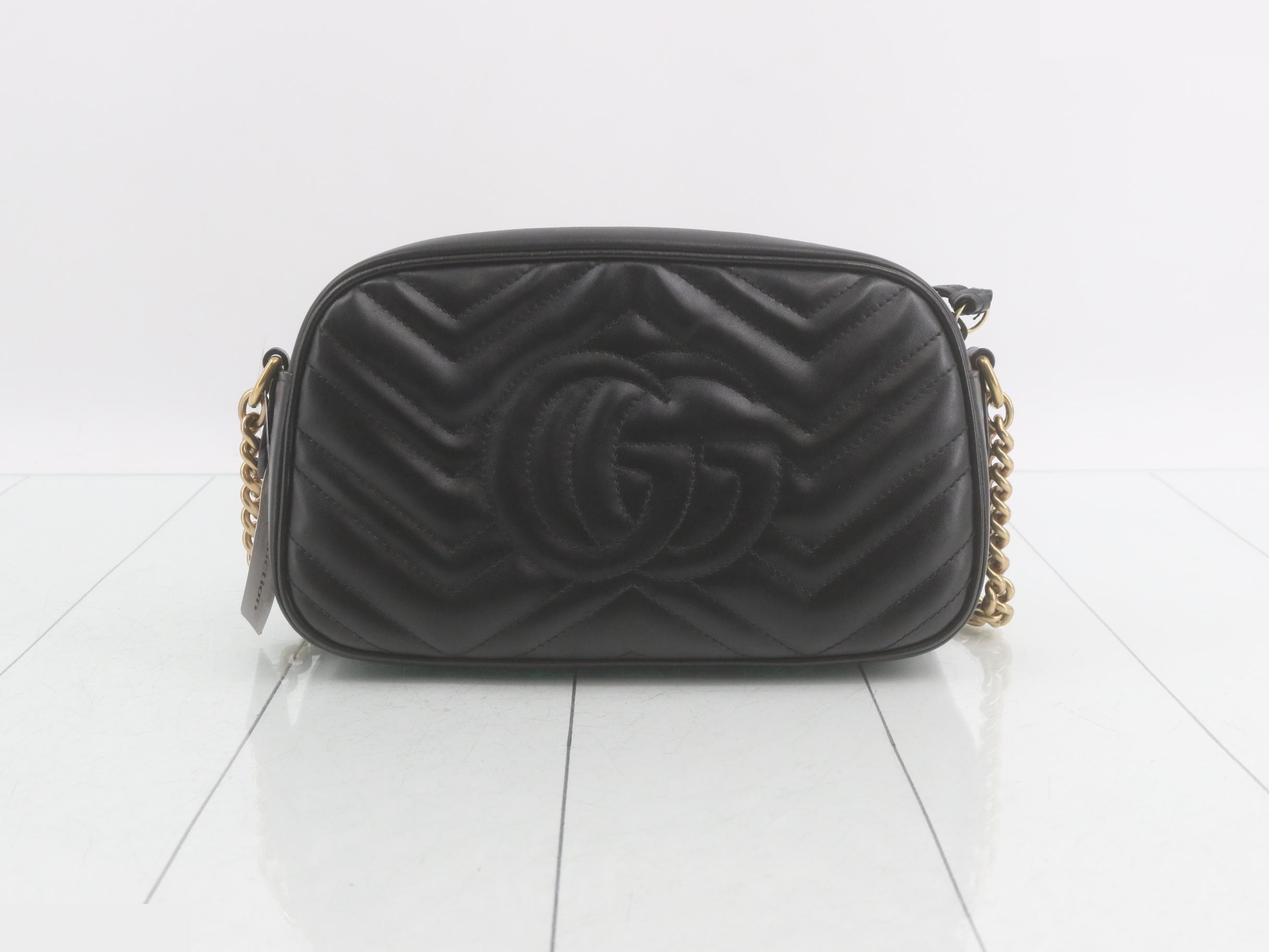 GG Marmont Shoulder Bag, Leather, Black — view 2