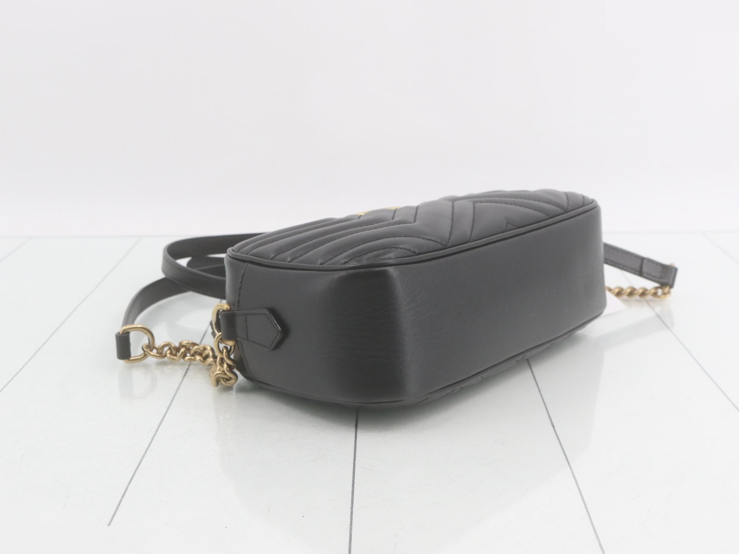 GG Marmont Shoulder Bag, Leather, Black — view 5