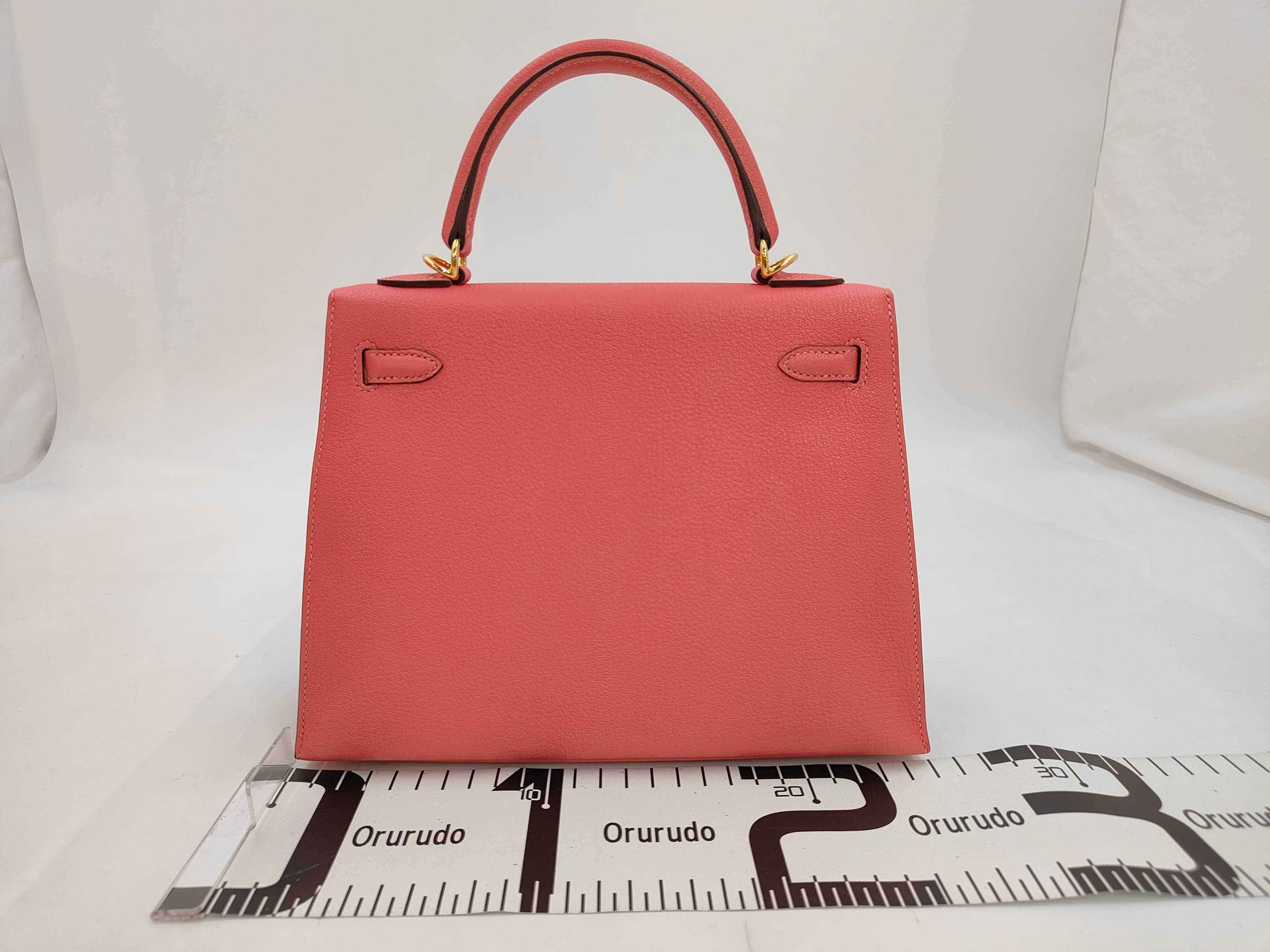 Kelly 25, external stitching, D stamp, Chevre leather, Rose Azalee, Gold Diameter (GD) handbag — view 2
