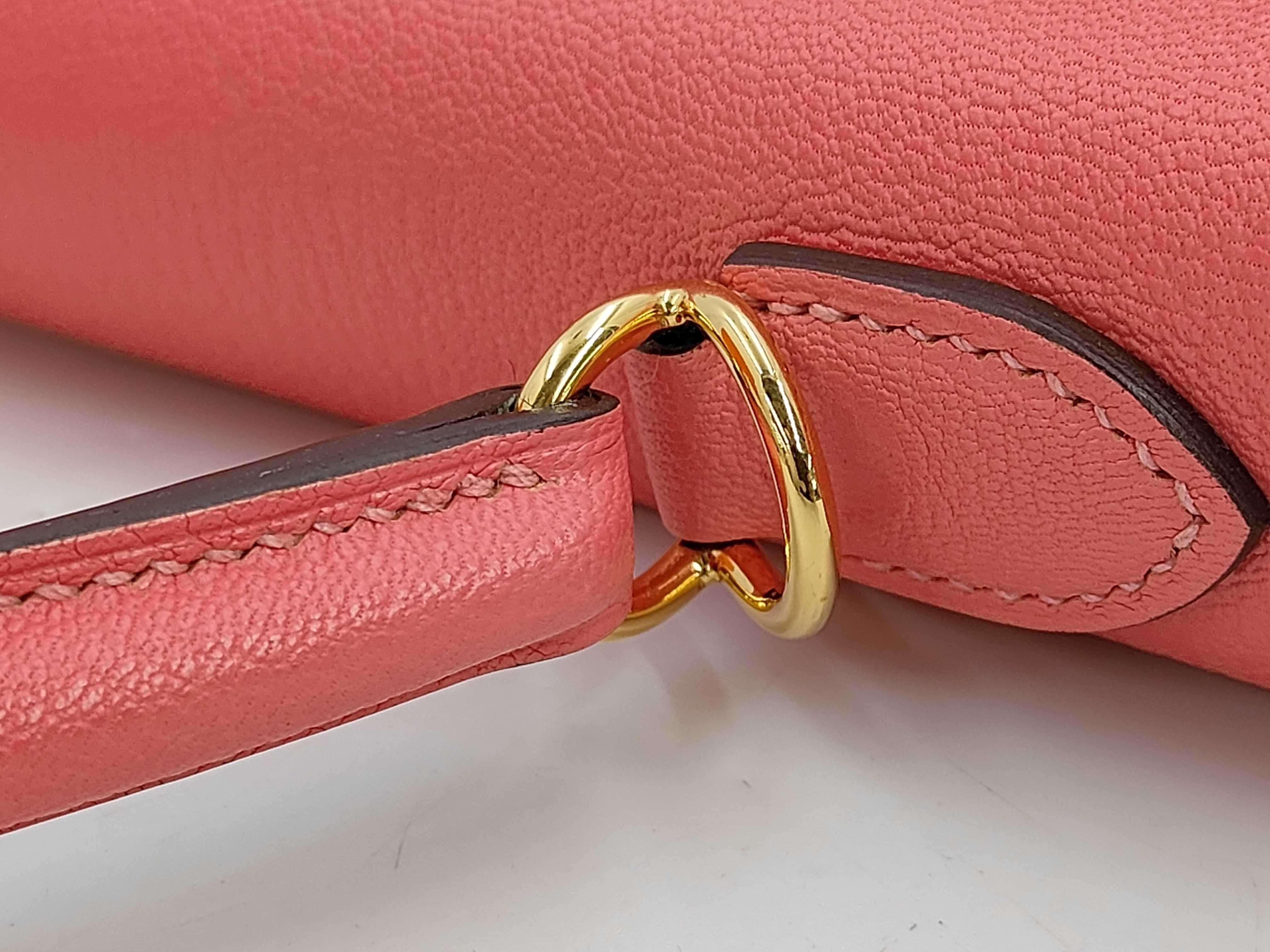 Kelly 25, external stitching, D stamp, Chevre leather, Rose Azalee, Gold Diameter (GD) handbag — view 5