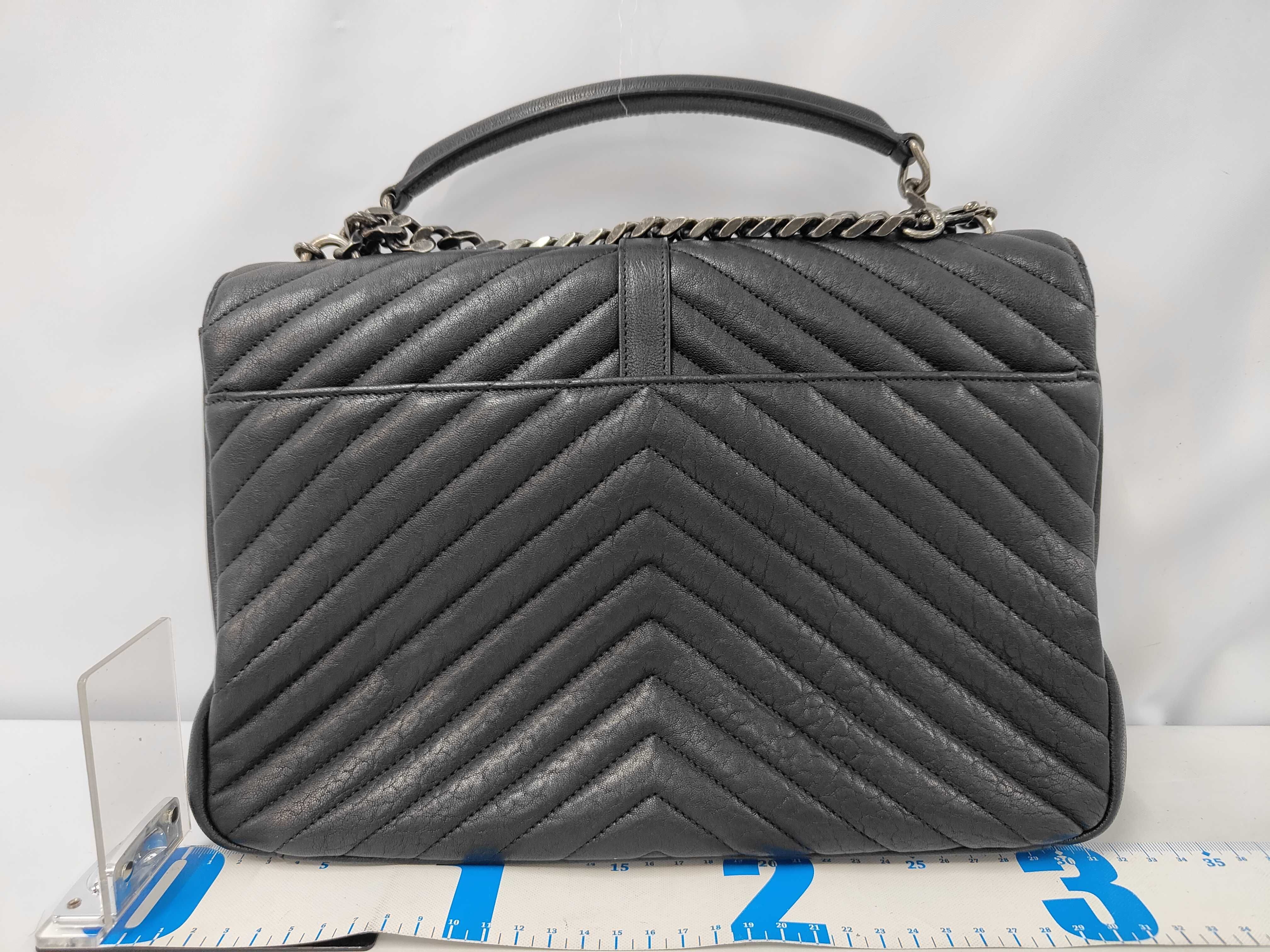 College Chain Shoulder Bag, Leather, Black, Cassandra ST Shoulder Bag — view 2