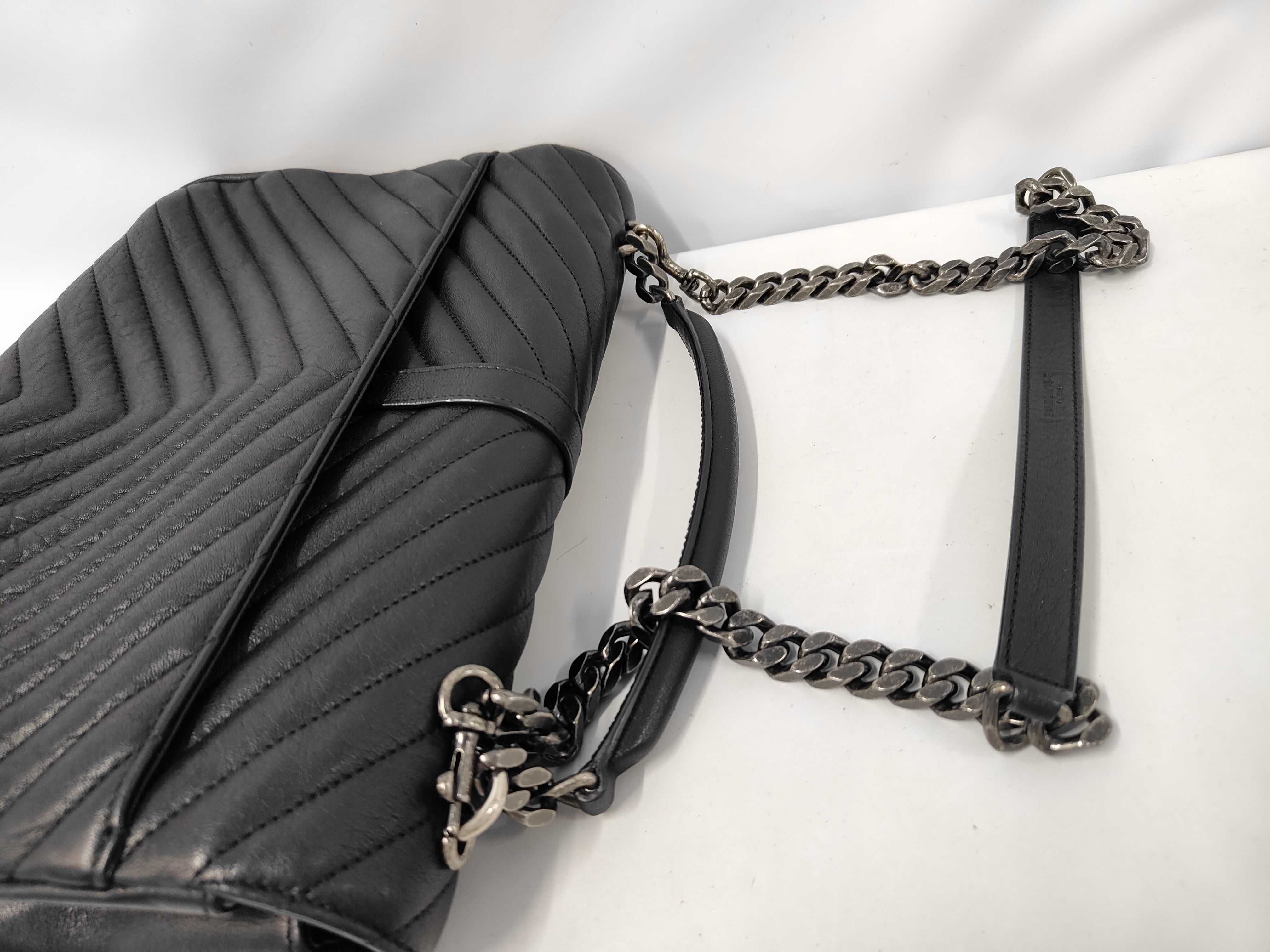 College Chain Shoulder Bag, Leather, Black, Cassandra ST Shoulder Bag — view 5