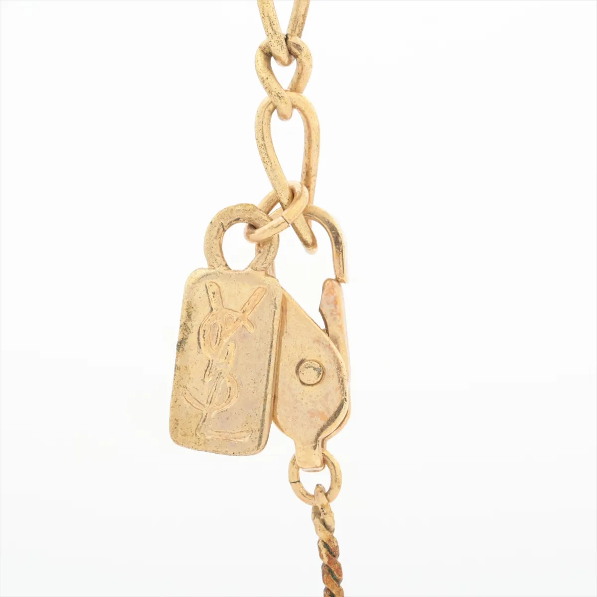 logo necklace, GP gold. Shows signs of wear, — view 3