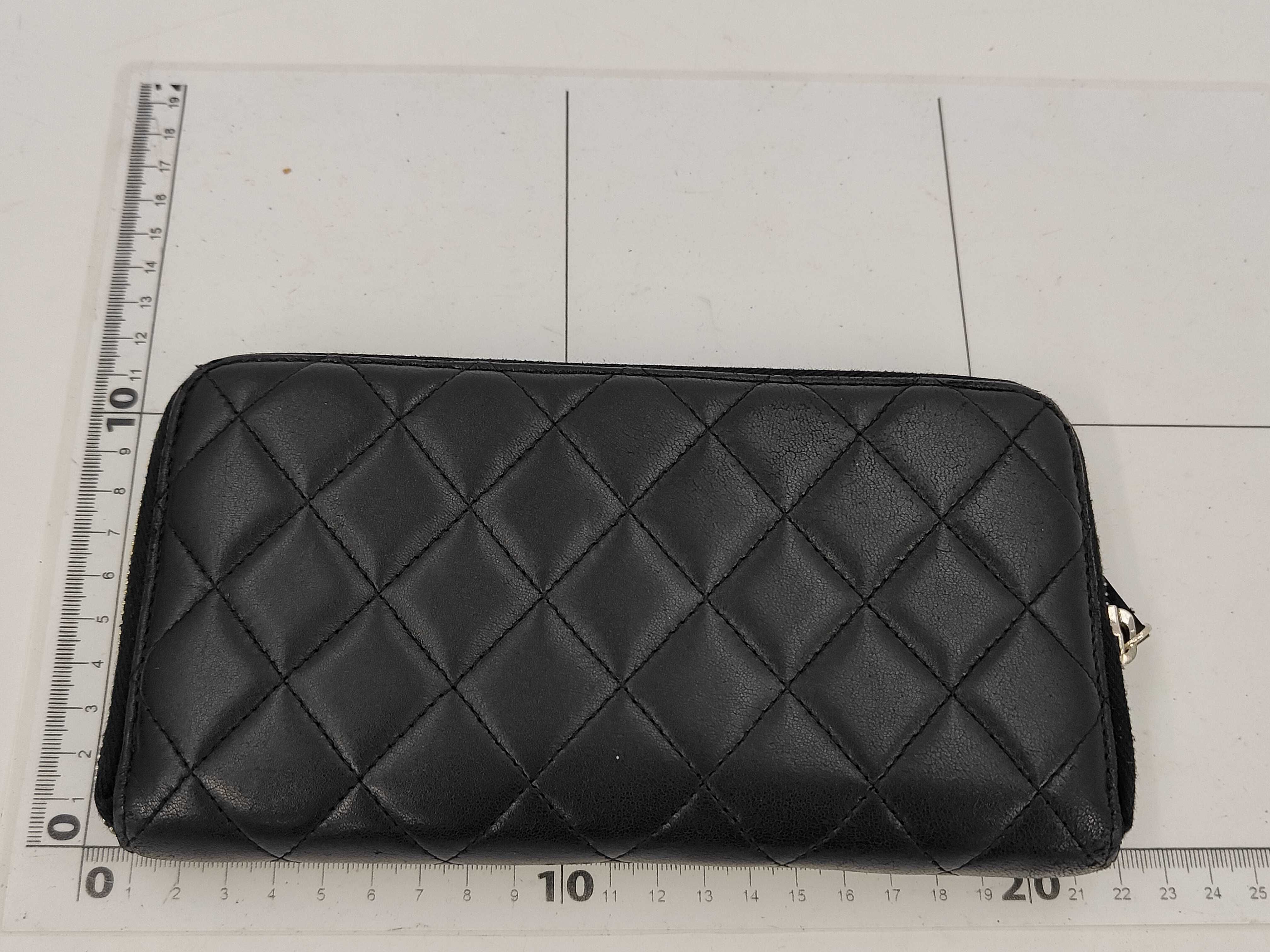 Lambskin Matelassé Coco Mark Long Wallet, Round Zipper, Black, Seal 16 Series — view 2