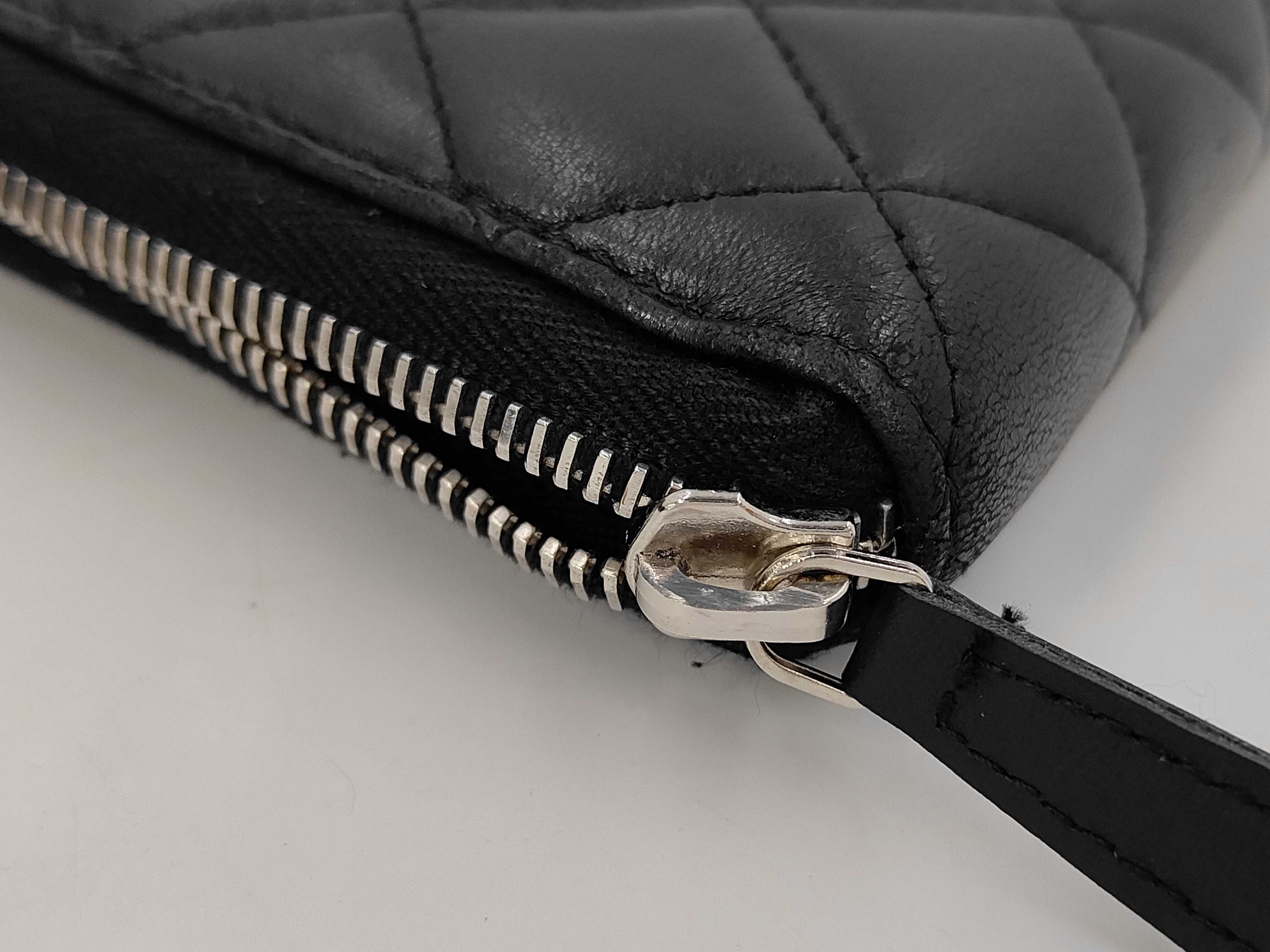 Lambskin Matelassé Coco Mark Long Wallet, Round Zipper, Black, Seal 16 Series — view 9