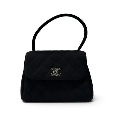 Matelassé Mini Handbag, Coco Handle, Cotton, Black, Silver Hardware, 4420436 Handbag