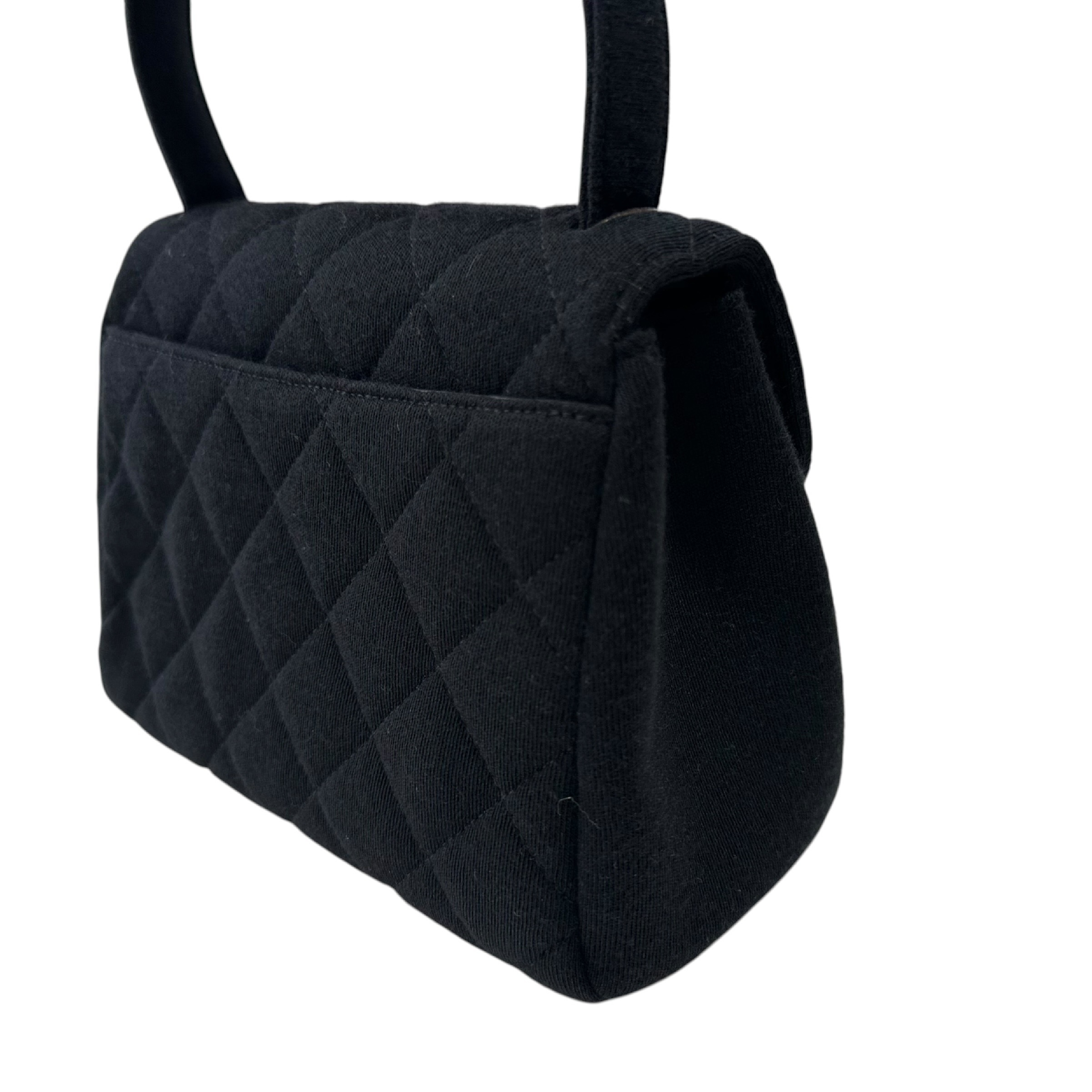 Matelassé Mini Handbag, Coco Handle, Cotton, Black, Silver Hardware, 4420436 Handbag — view 6