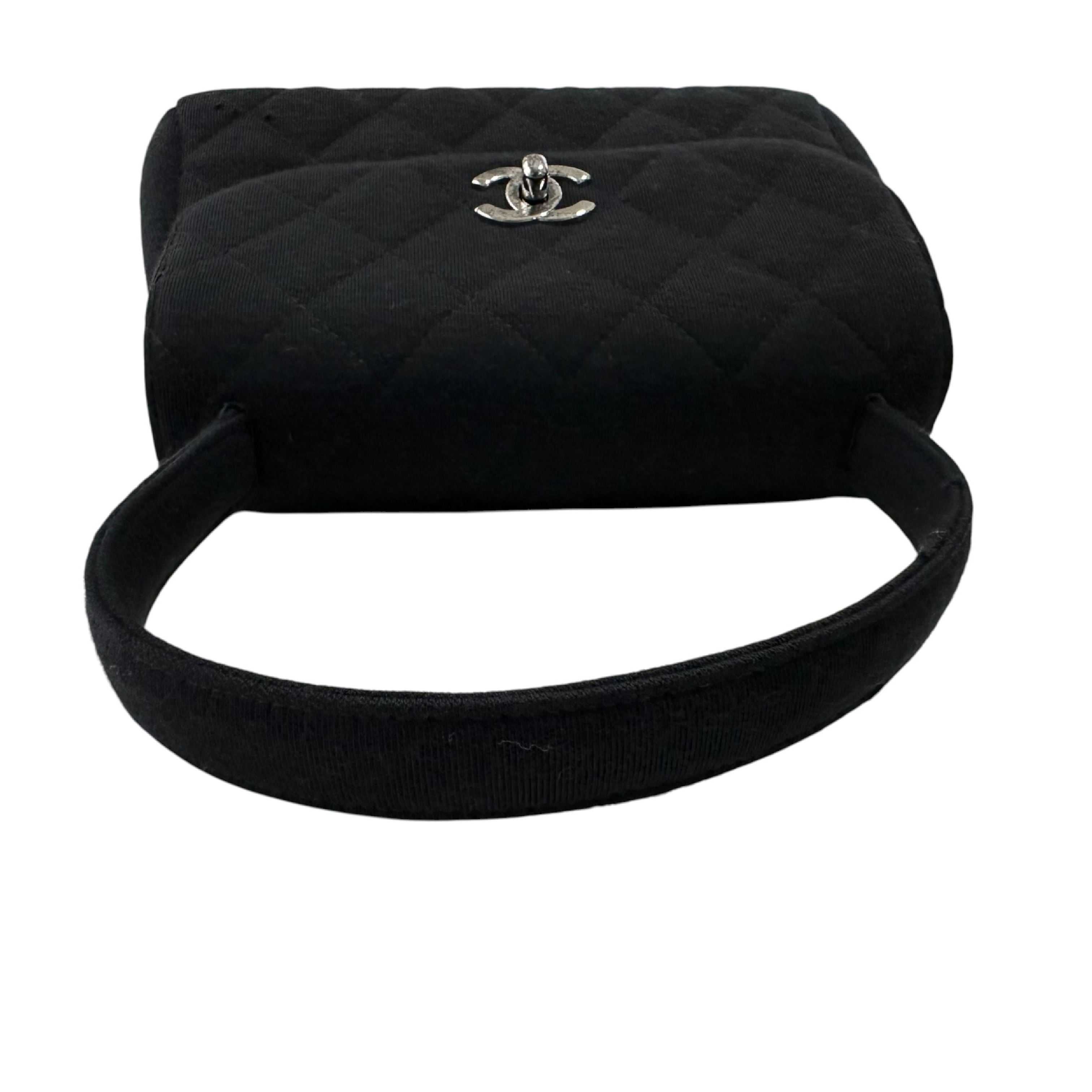 Matelassé Mini Handbag, Coco Handle, Cotton, Black, Silver Hardware, 4420436 Handbag — view 7