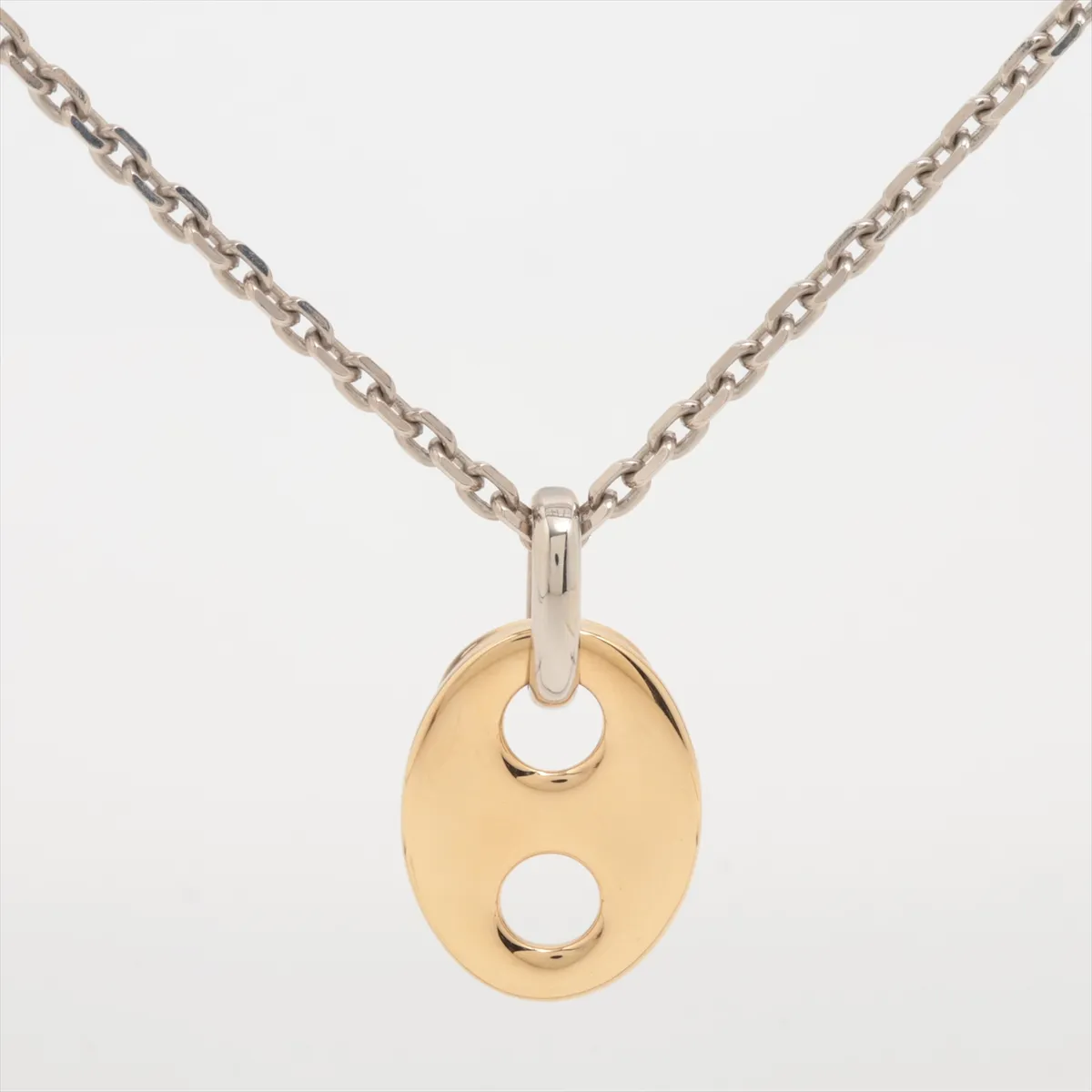 Marina Chain Necklace, Metal x GP (Gold Plated), Silver x Gold, — view 2