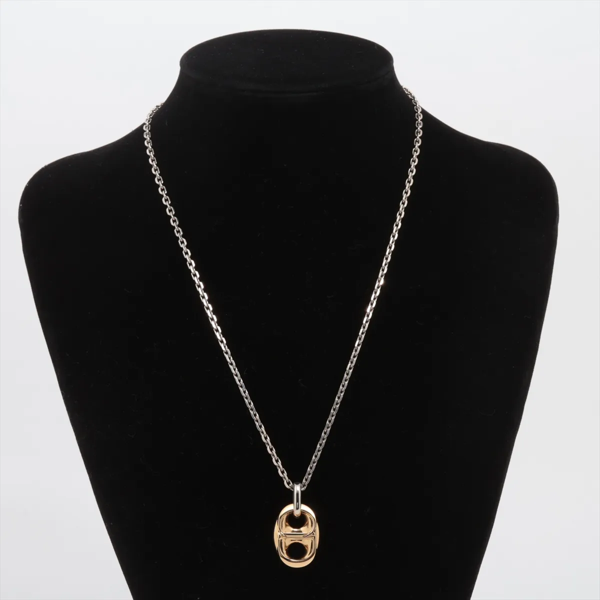 Marina Chain Necklace, Metal x GP (Gold Plated), Silver x Gold, — view 5