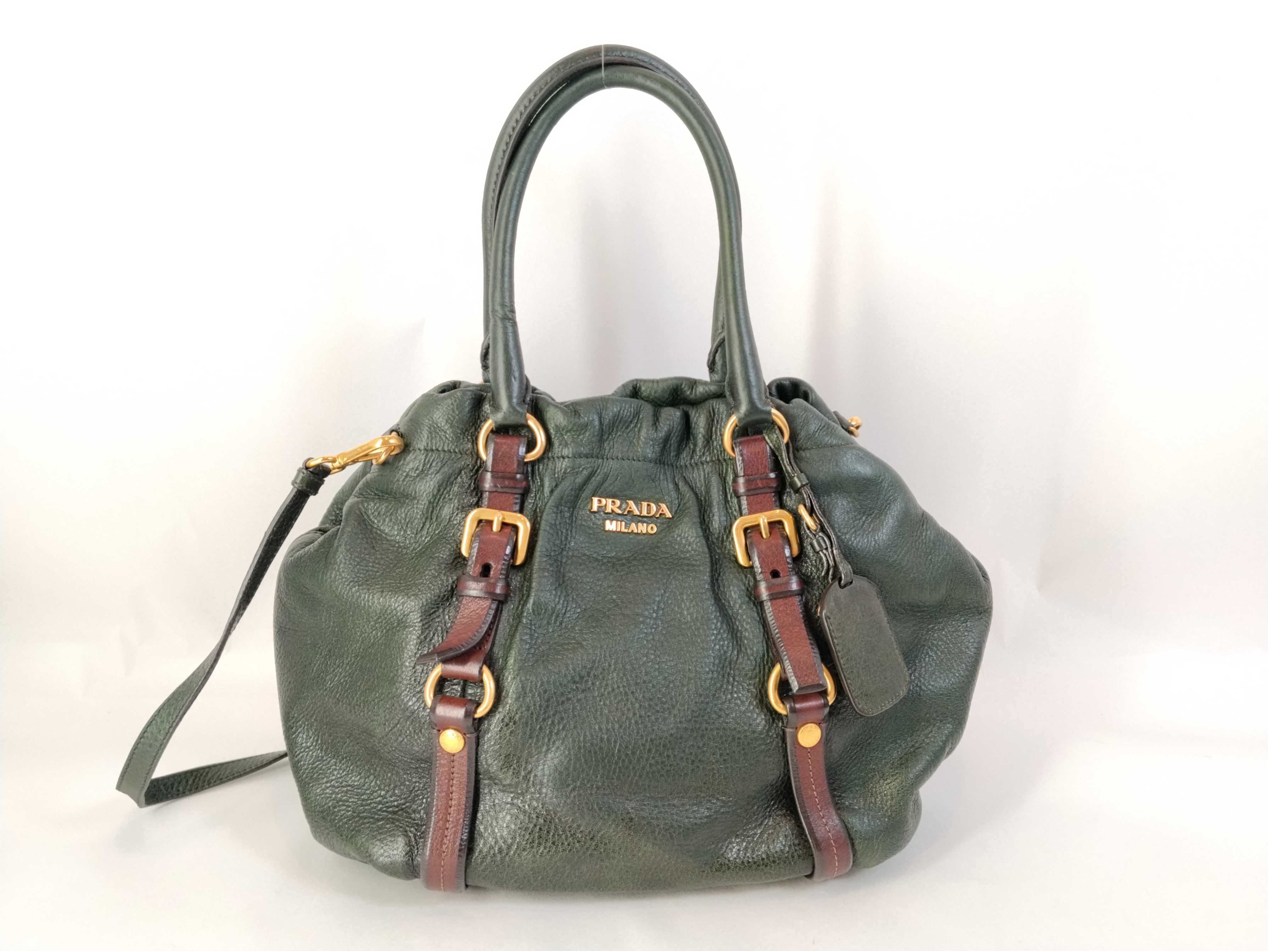 Green Leather Shirring Tote Bag (Handbag)