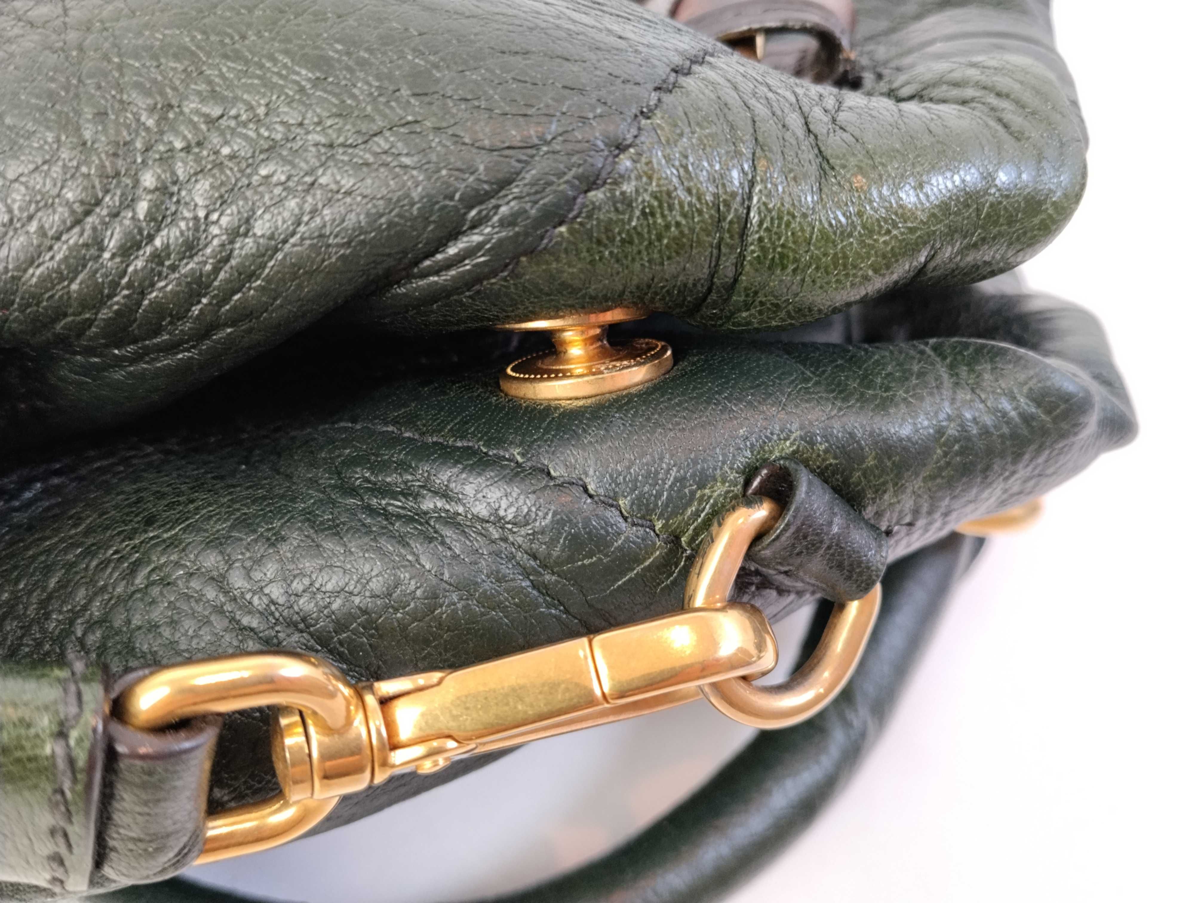 Green Leather Shirring Tote Bag (Handbag) — view 14