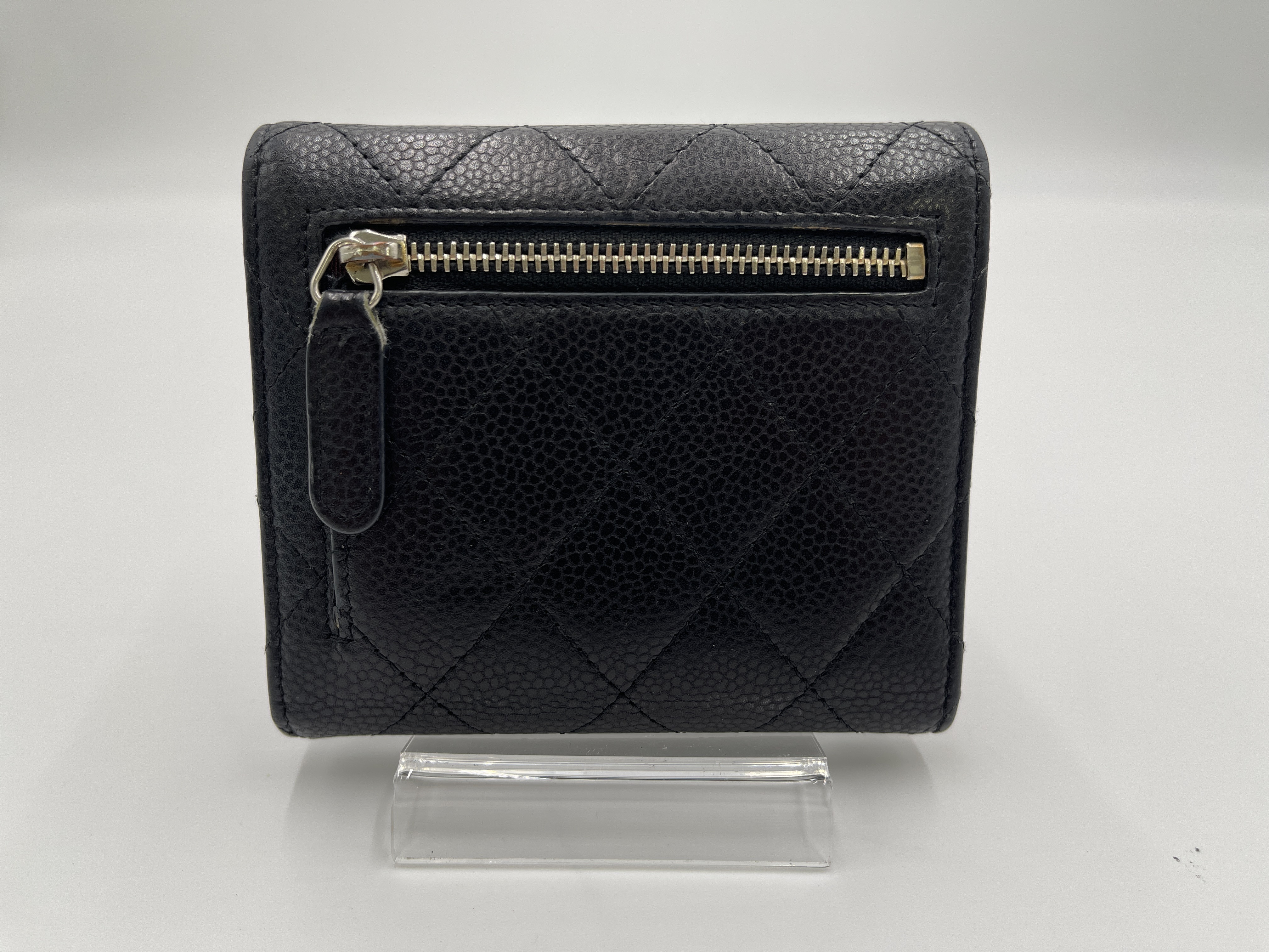 Matelassé Caviar Skin Compact Wallet, Black with Gold Hardware, 21882157 (Wallet) — view 2