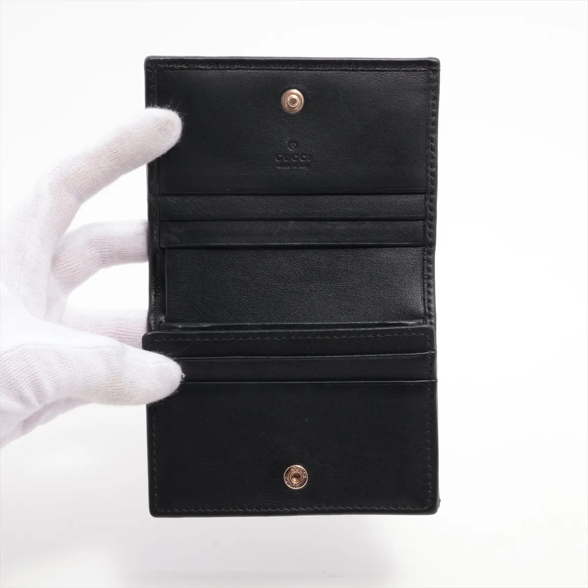 GG Supreme Horsebit 621887 PVC x Leather Compact Wallet Beige x Black — view 3