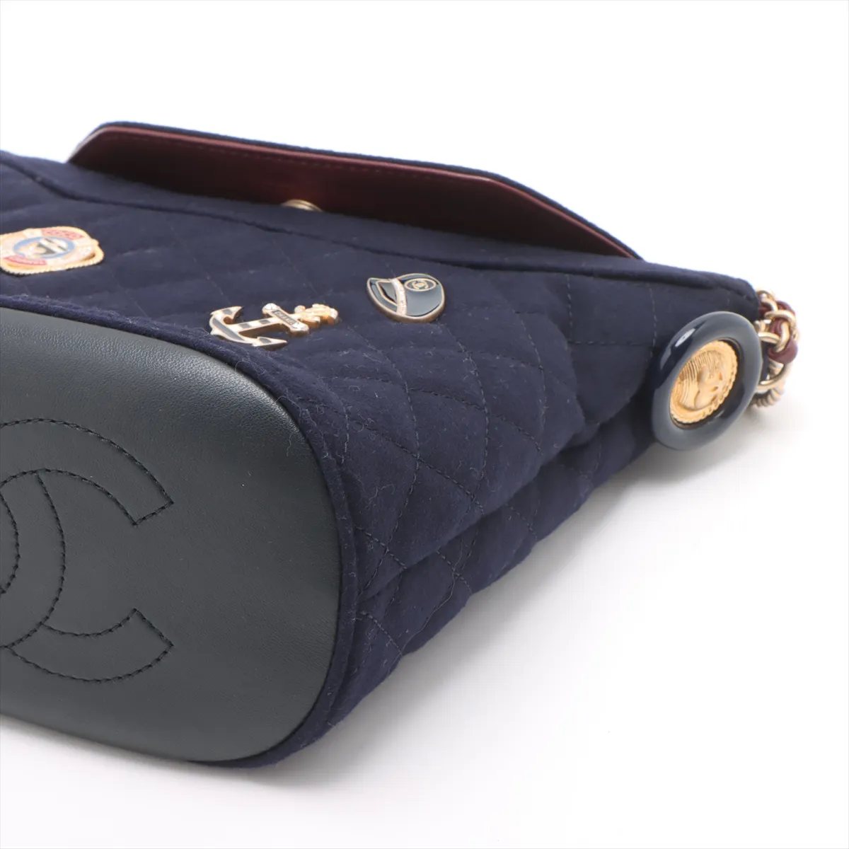 Matelasse Wool 2WAY Shoulder Bag Paris Hamburg Navy Gold Hardware 26184932 No. 26 — view 3