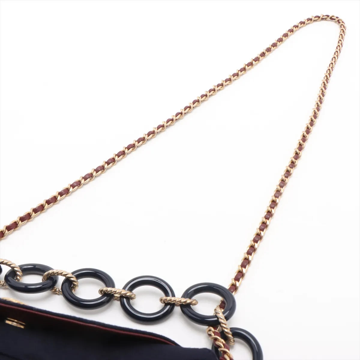 Matelasse Wool 2WAY Shoulder Bag Paris Hamburg Navy Gold Hardware 26184932 No. 26 — view 5