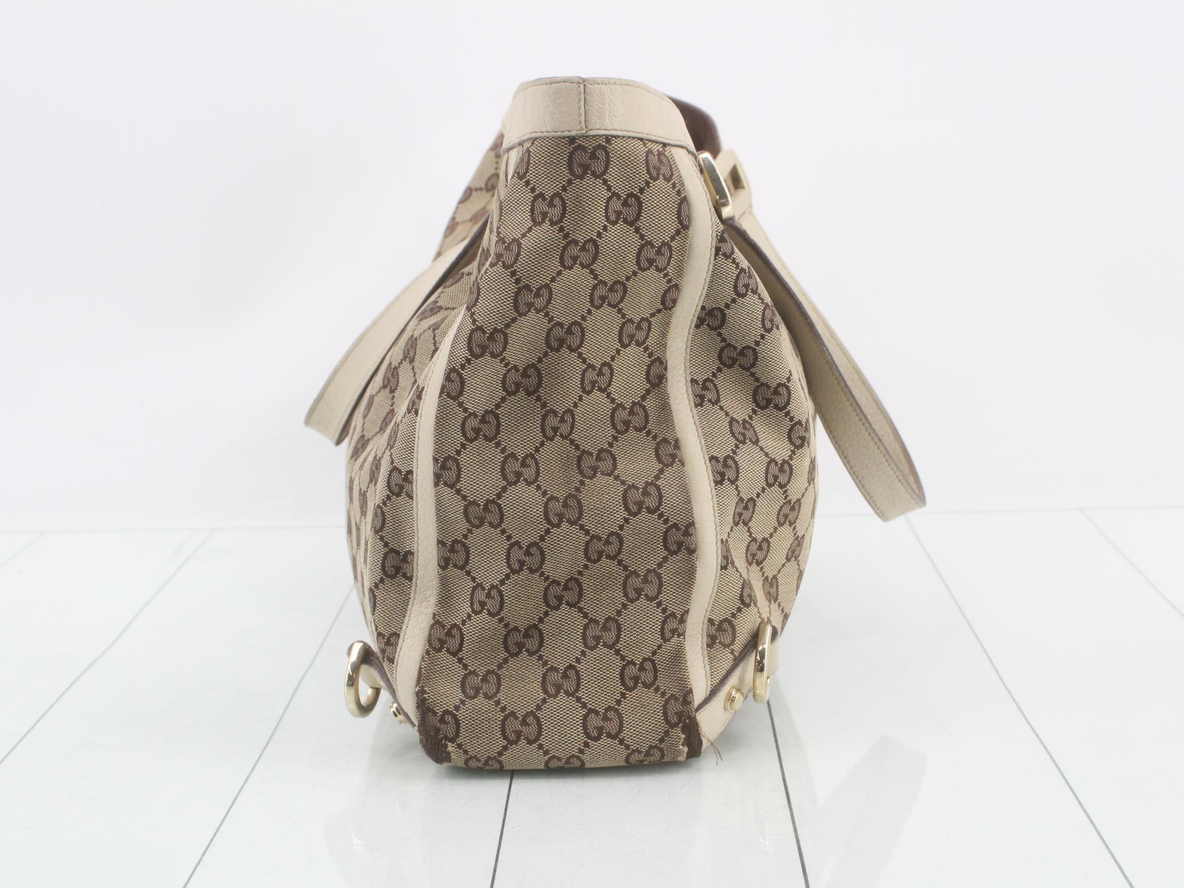 Canvas x Leather GG Canvas Tote Bag, Beige, Gold Hardware — view 3