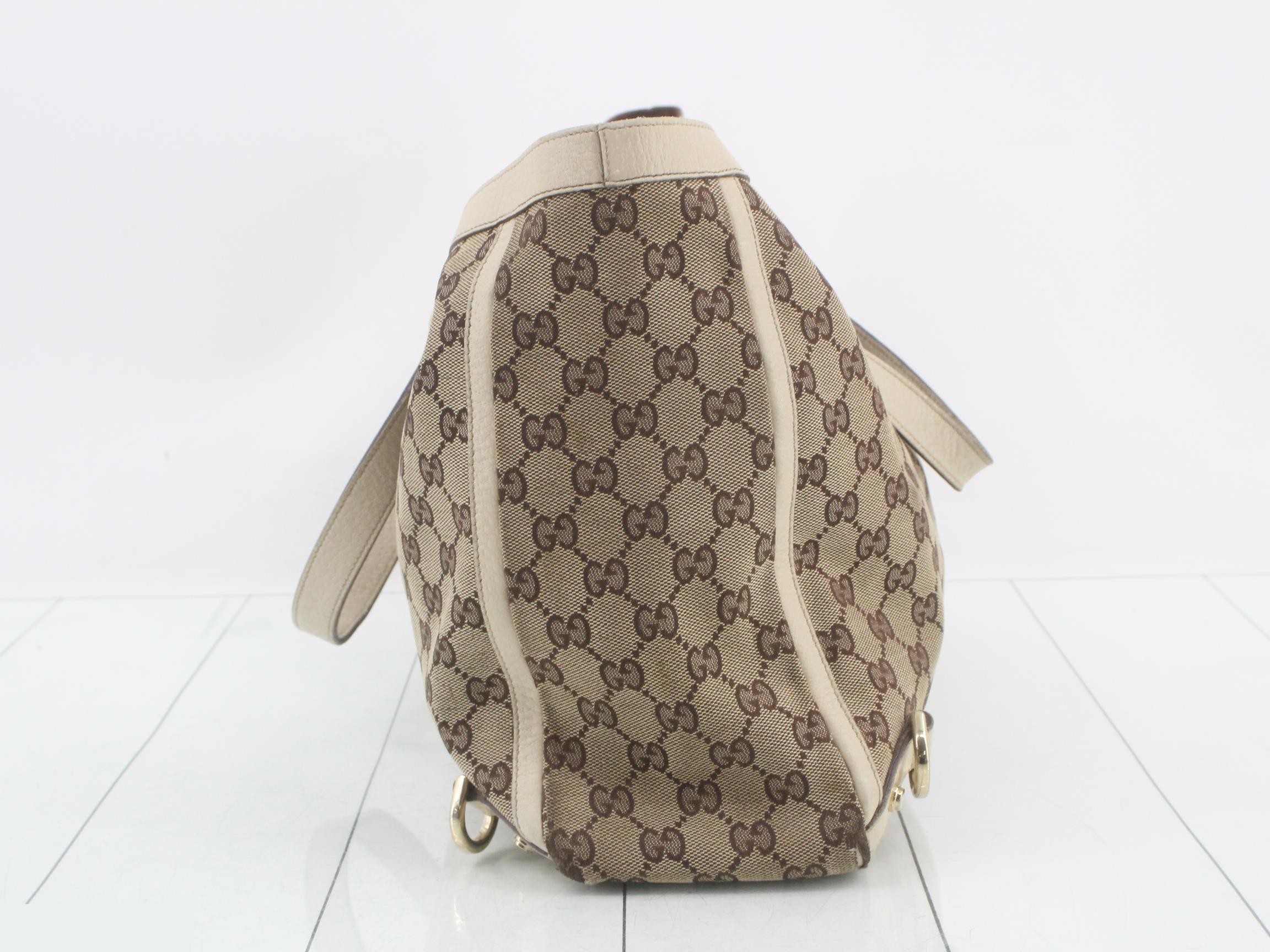 Canvas x Leather GG Canvas Tote Bag, Beige, Gold Hardware — view 4