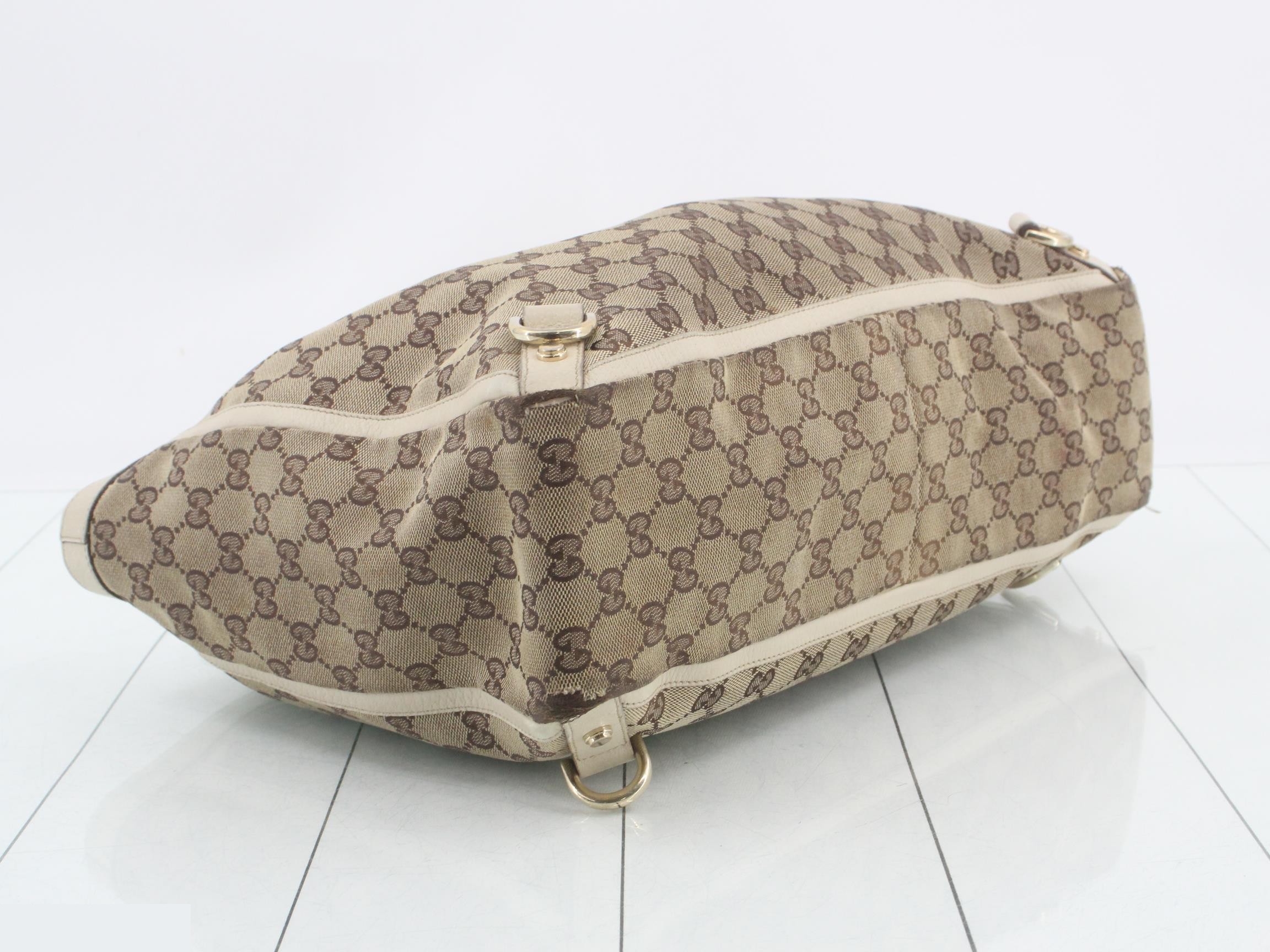 Canvas x Leather GG Canvas Tote Bag, Beige, Gold Hardware — view 5