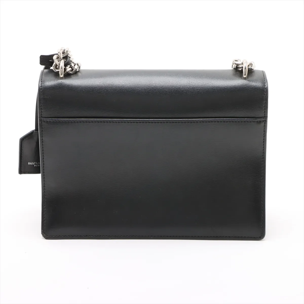 Sunset Leather Chain Shoulder Bag Black 442906 — view 2