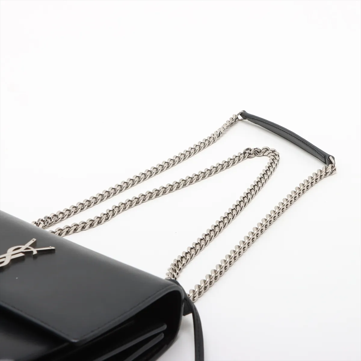 Sunset Leather Chain Shoulder Bag Black 442906 — view 5